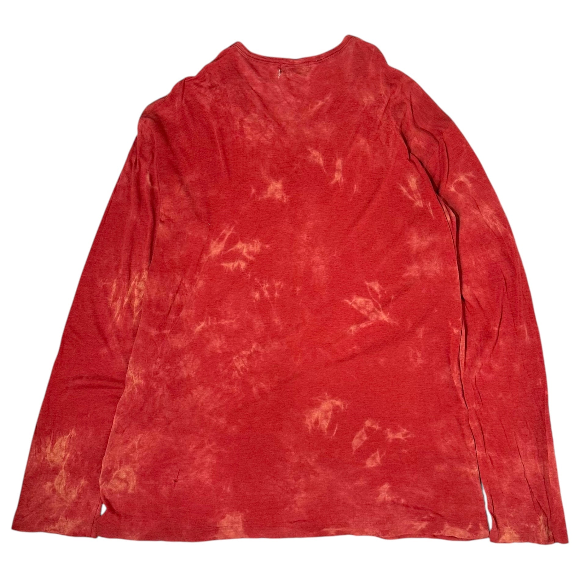 YOHJI YAMAMOTO POUR HOMME(ヨウジヤマモトプールオム) Tie-dye long-sleeved crew-neck cut and sewn タイダイ染め 長袖 クルーネック カットソー 3(L程度) レッド