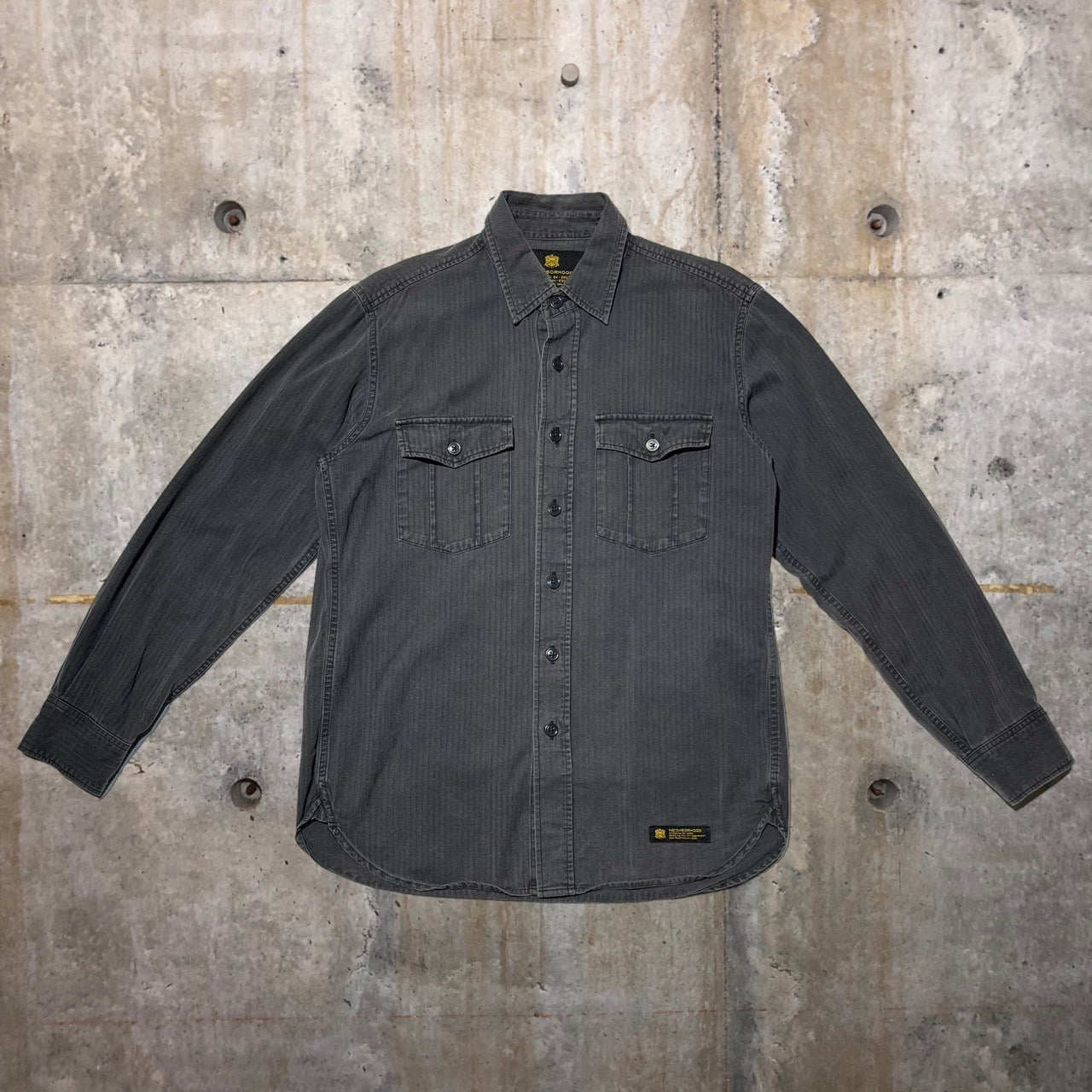 NEIGHBORHOOD(ネイバーフッド) ヘリンボーンワークシャツ 171SPNh-SHM03 L ブラック