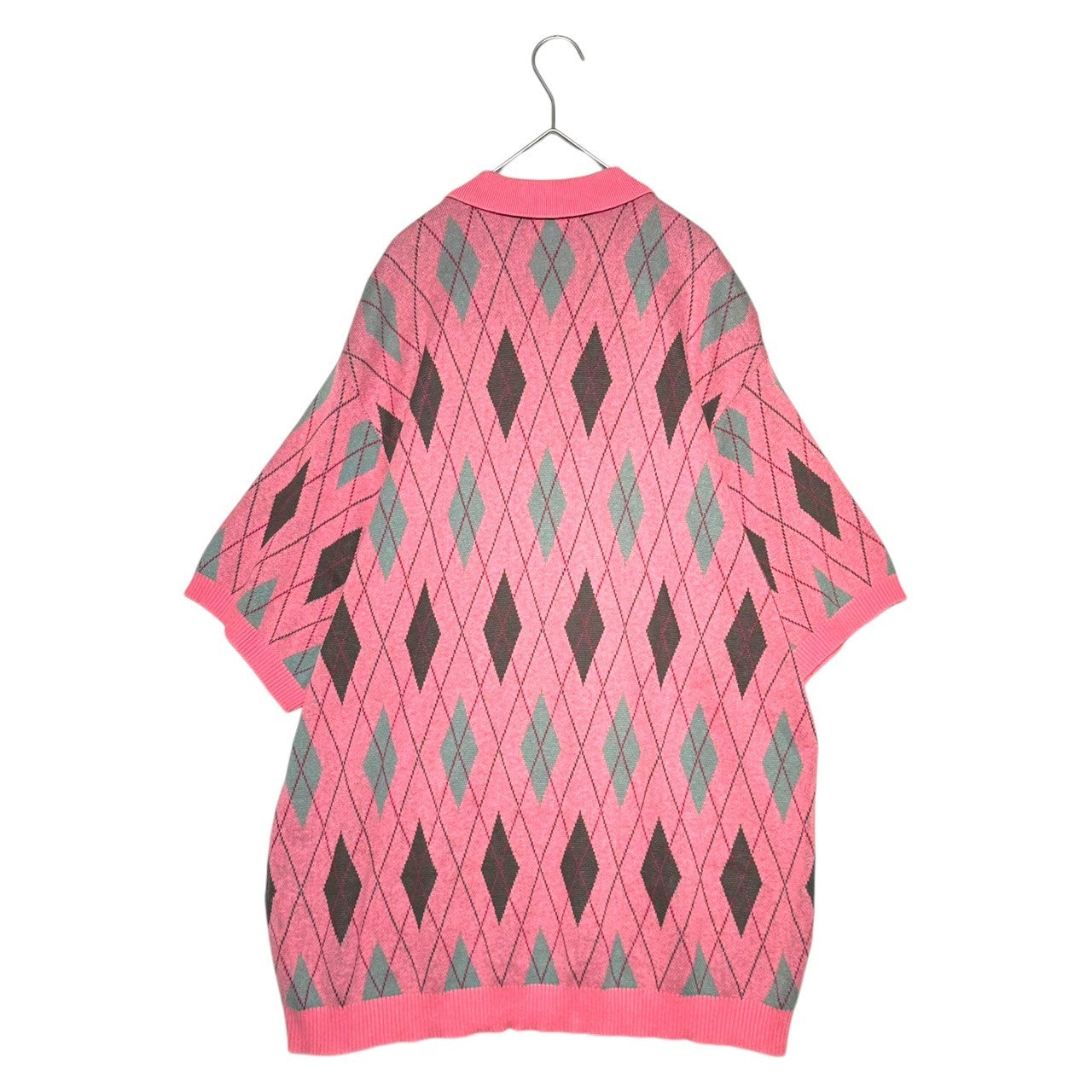 SUPREME(シュプリーム) 21AW Argyle Zip Polo アーガイル ニット ジップ 半袖 ポロ シャツ XL ピンク 21FW