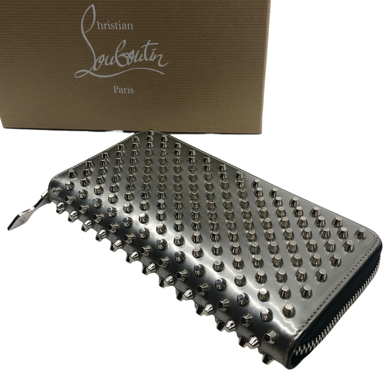 Christian Louboutin(クリスチャンルブタン) PANETTONE スタッズ ロング ウォレット 3175066 シルバー 購入証明書付 長財布 SV71-silversilver