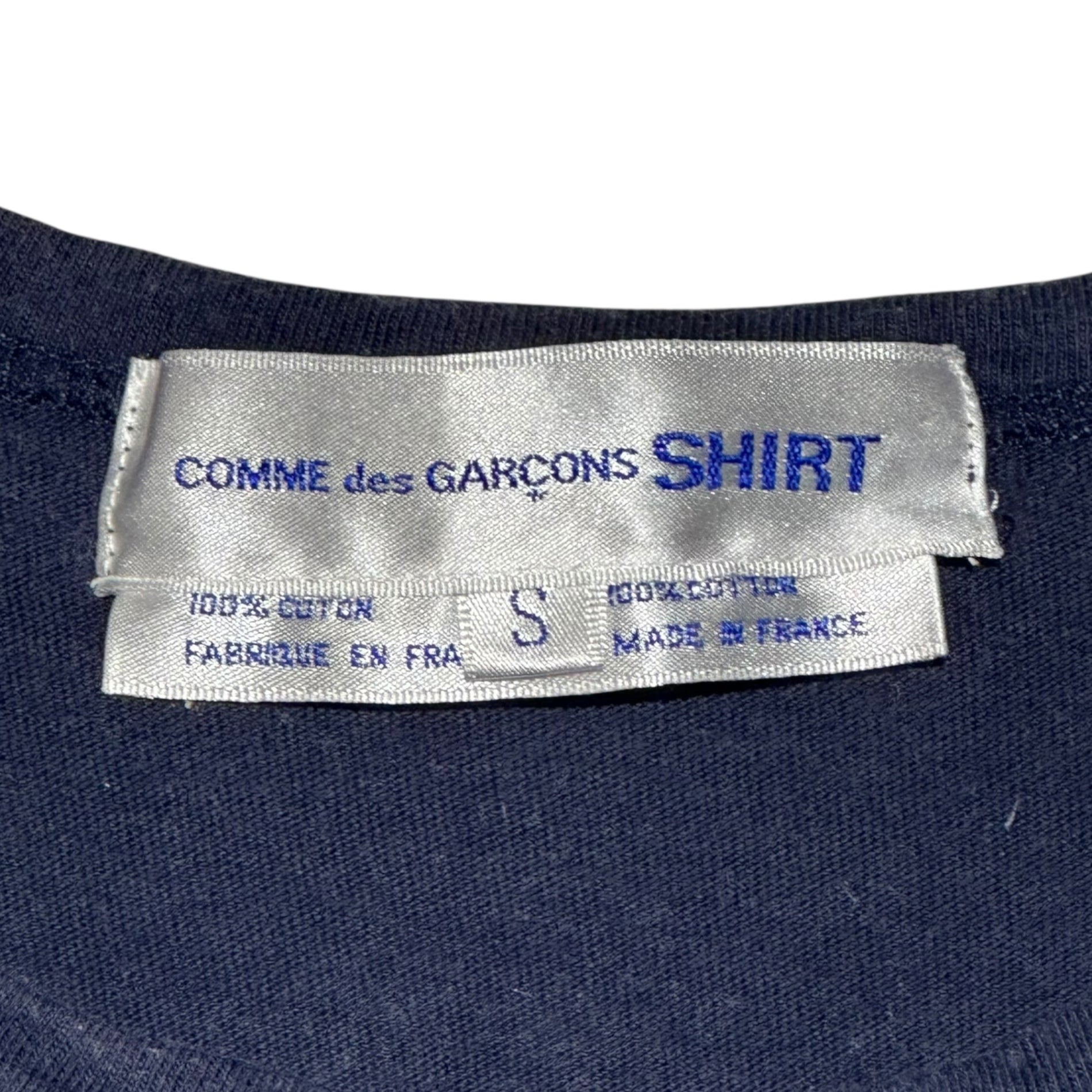 COMME des GARCONS SHIRT(コムデギャルソンシャツ) 90's One-Sided Pleated Crew Neck T-Shirt 90年代 片プリーツ クルーネック Tシャツ S ネイビー