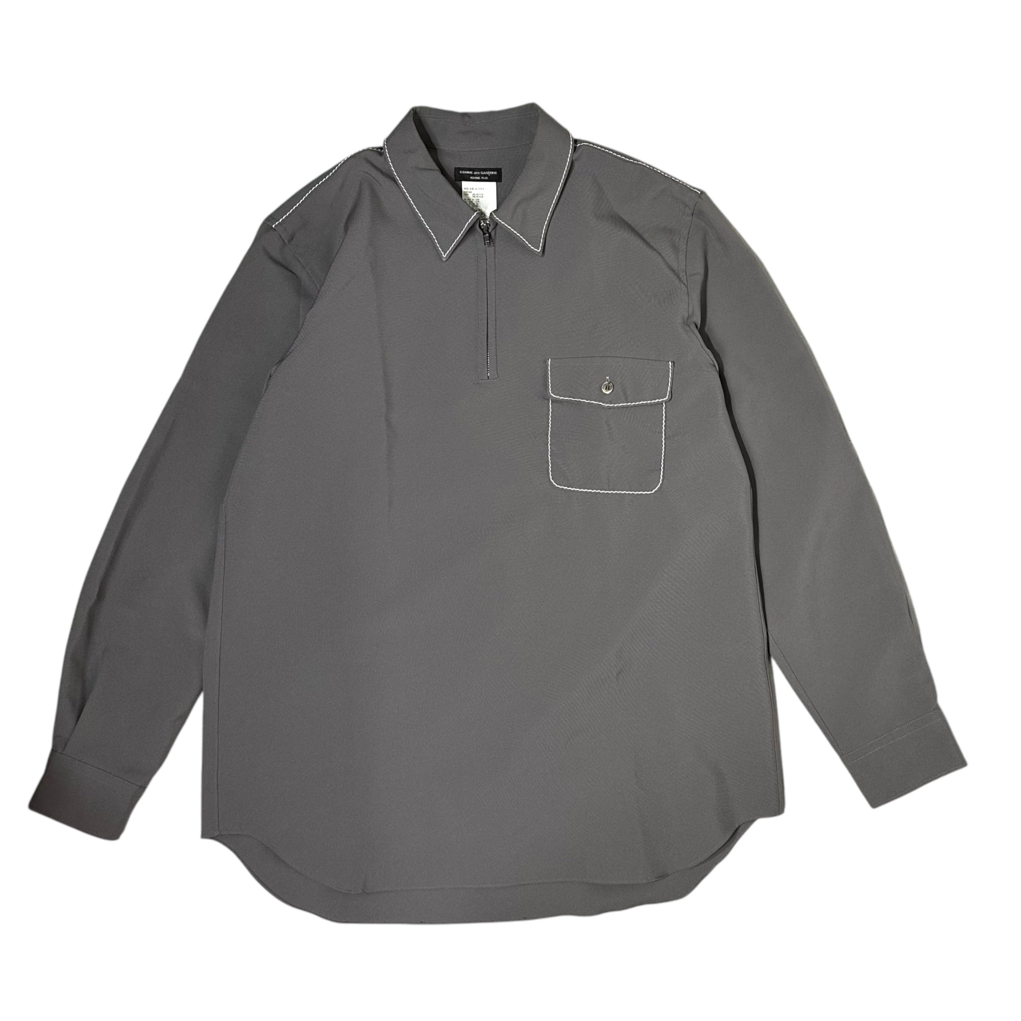 COMME des GARCONS HOMME PLUS(コムデギャルソンオムプリュス) 99AW Souvenir Kitsch stitch pullover shirt スーベニールキッチュ期 ステッチ プルオーバー シャツ XB-01005 海外品番アイテム FREE チャコールグレー AD1999 稀少品