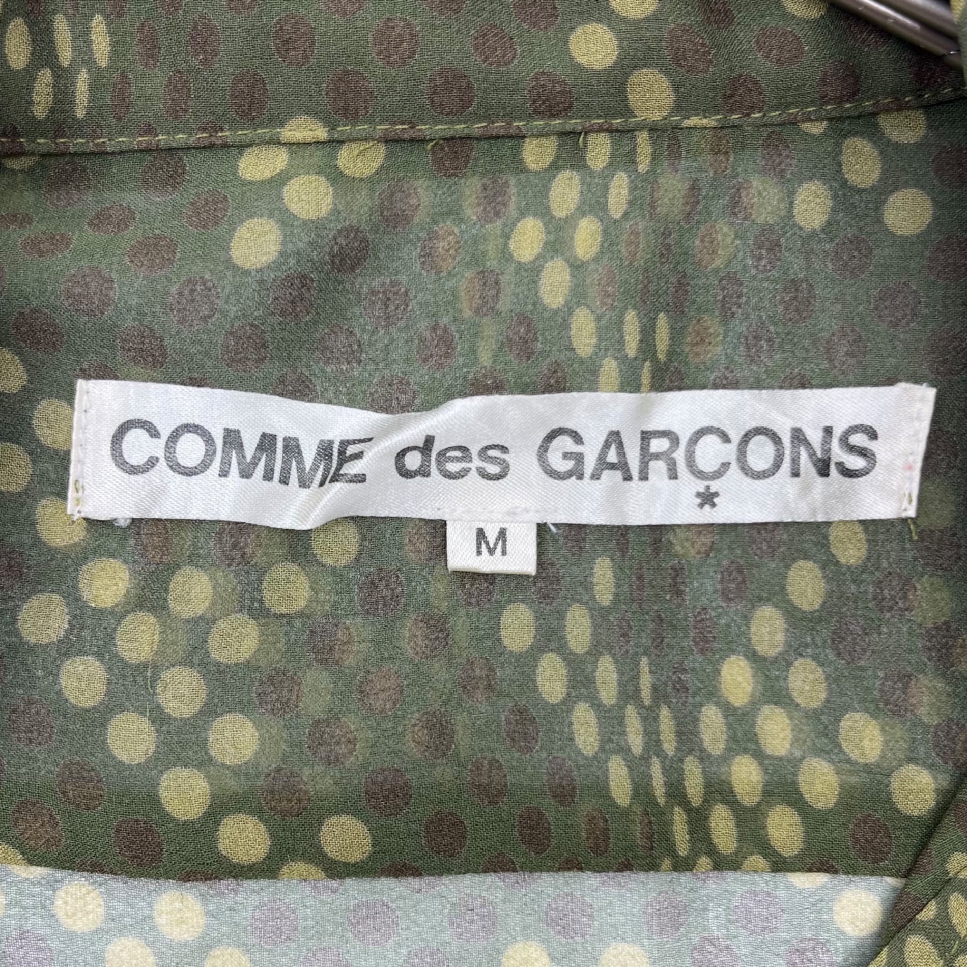 COMME des GARCONS(コムデギャルソン) 01SS Dot KAMO sheer round collar shirt dotto ドット カモ シアー 丸襟 シャツ ブラウス M カーキ AD2000