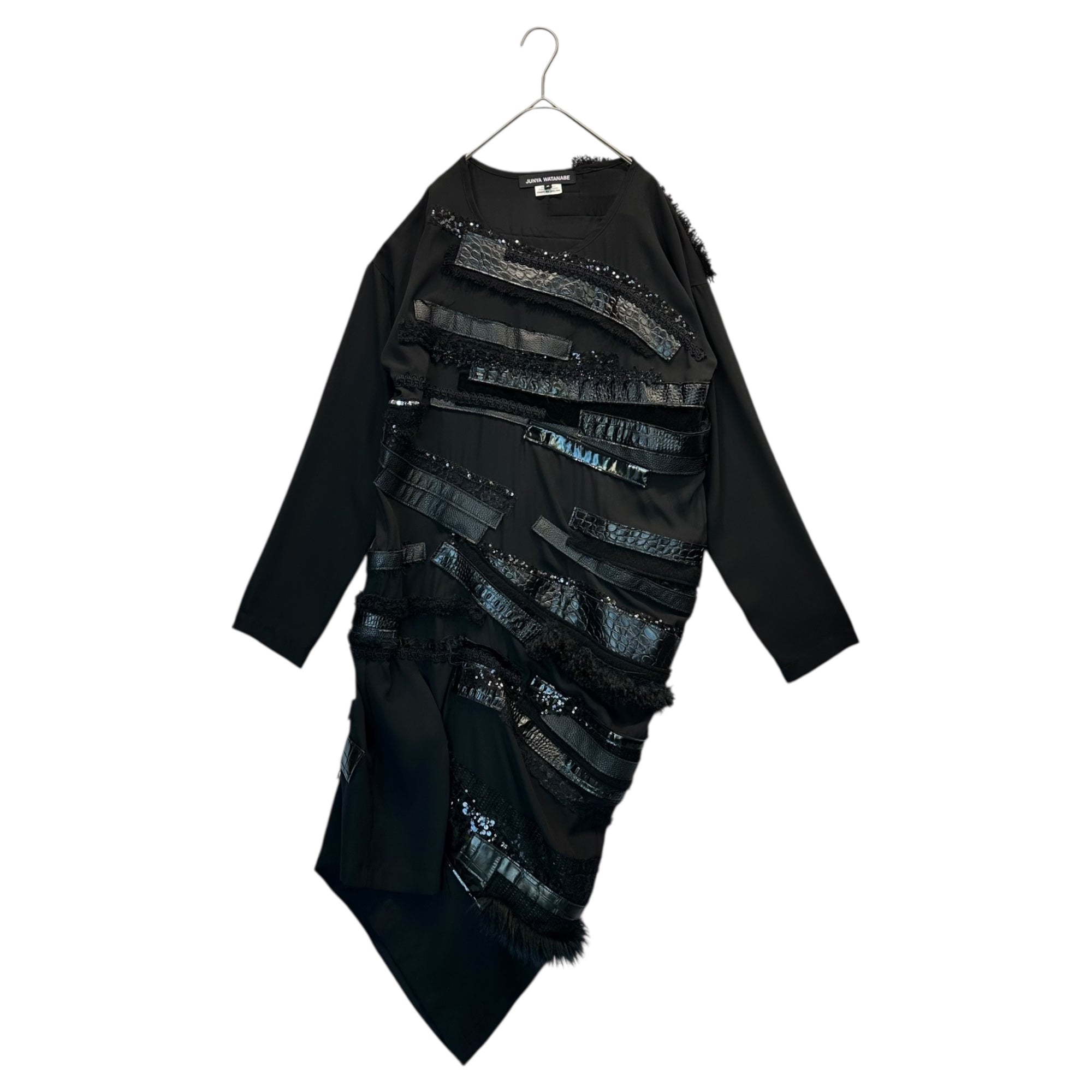【SALE対象外】JUNYA WATANABE(ジュンヤワタナベ) 24AW Multi-Fabric Transformable Dress マルチ ファブリック 変形 ワンピース JN-B001 S ブラック AD2024