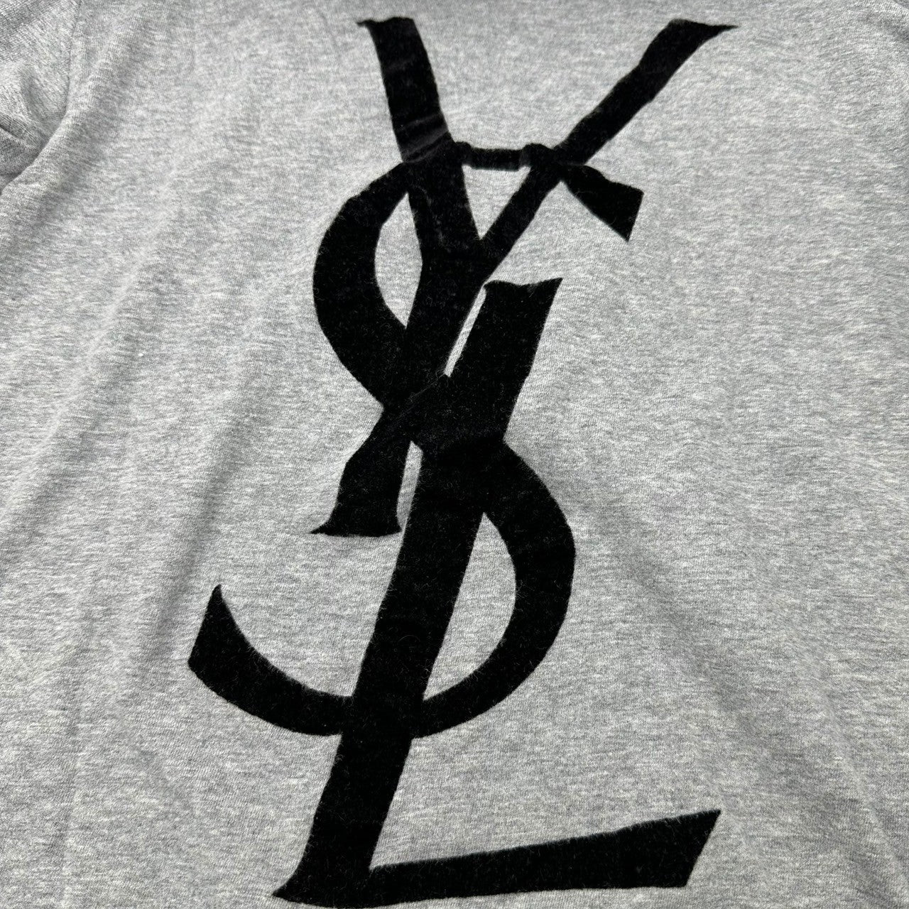 YVES SAINT LAURENT(イヴサンローラン) プリント ロング スリーブ Tシャツ ホワイト×ブラック