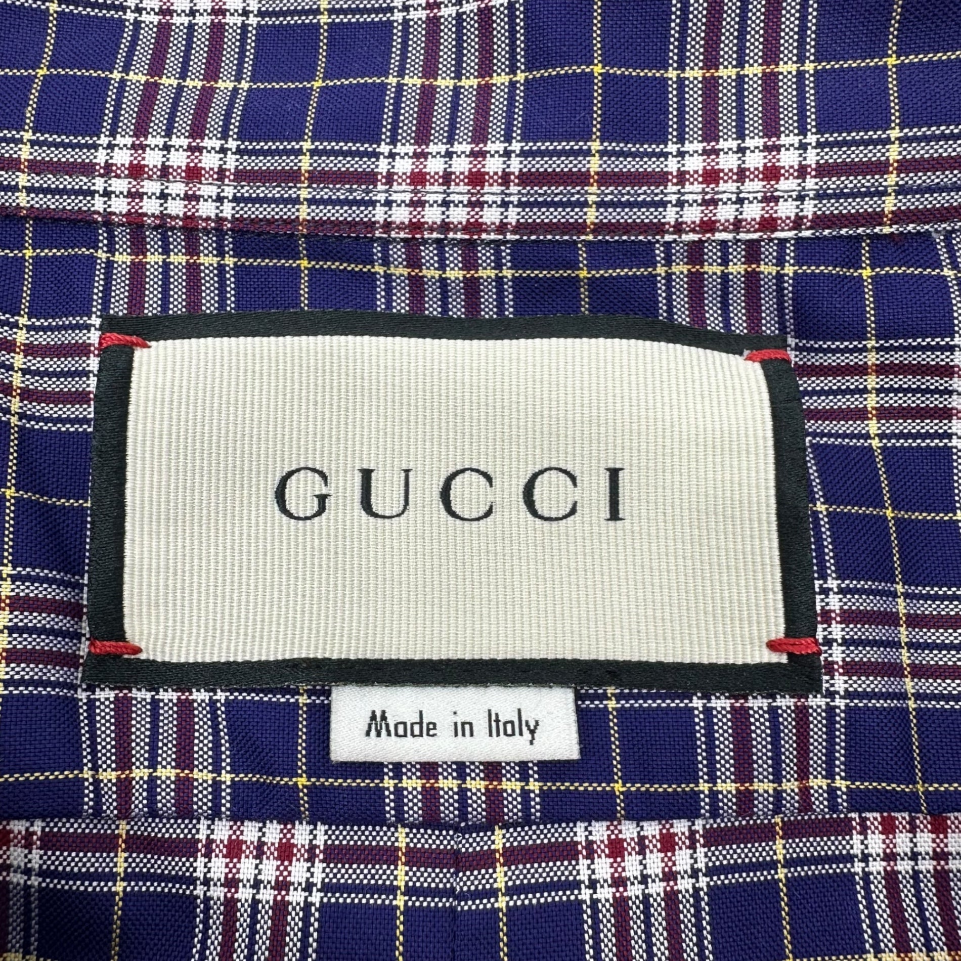 GUCCI(グッチ) 18SS ミケーレ期 ZAAZX Oversized Tartan Check S/S Shirt オーバーサイズ タータン チェック 半袖 シャツ 557391 48 パープル×レッド