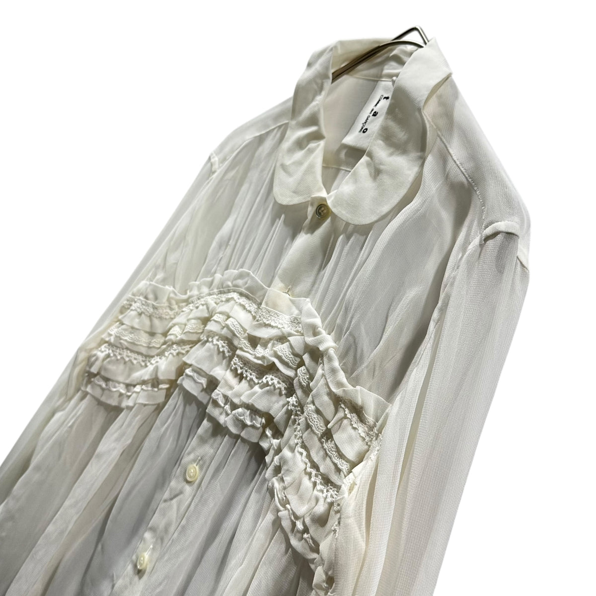 TAO COMME des GARCONS × 10 corso como COMME des GARCONS(タオ コムデギャルソン × ディエチコルソコモ コムデギャルソン) 2007AW Cotton Lace Gathered Sheer Blouse コットン レース ギャザー シアー ブラウス ST-B706 FREE オフホワイト AD2007 00s アーカイブ
