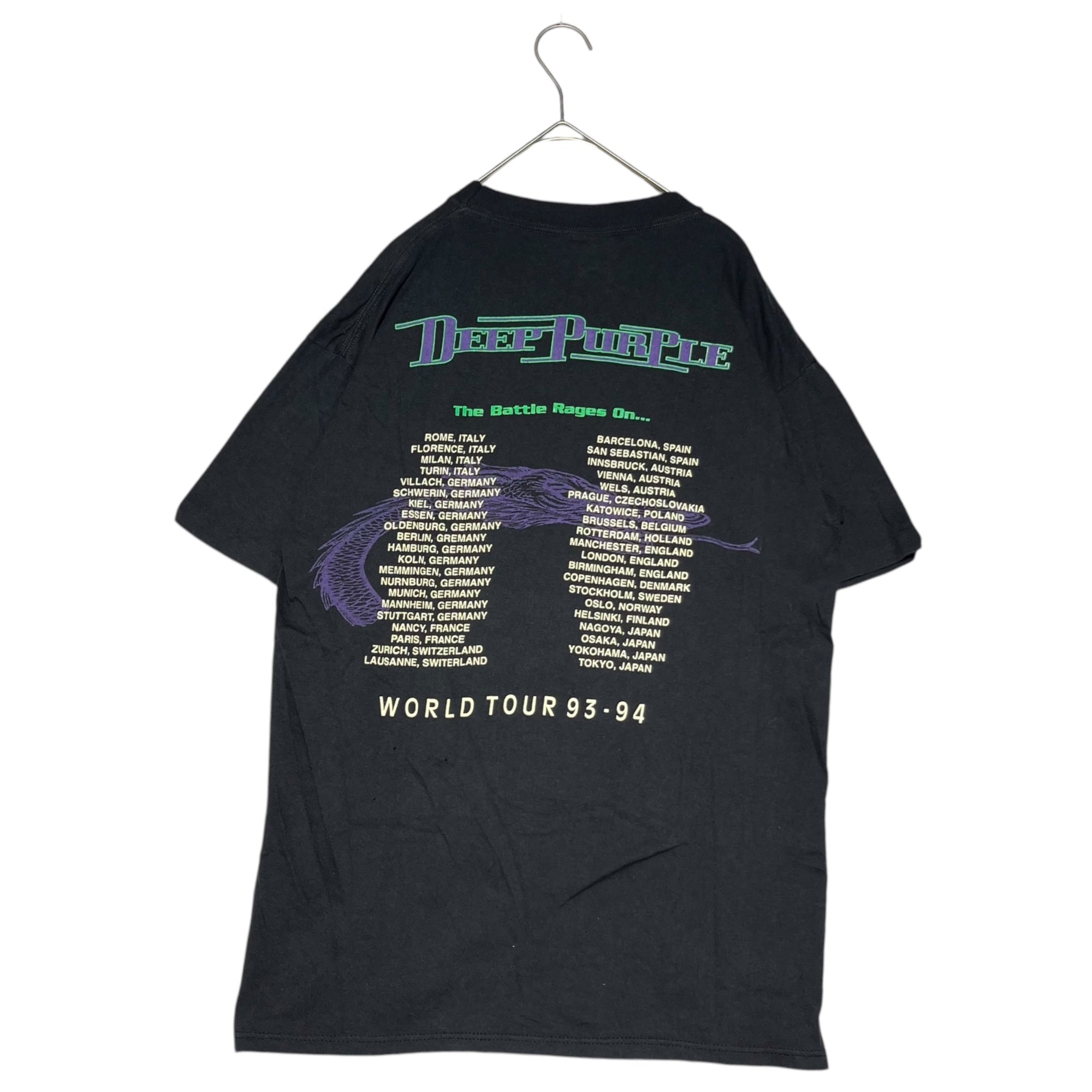 VINTAGE(ヴィンテージ) ©1993 DEEP PURPLE "WORLD TOUR 93-94" T-shirt ディープパープル ワールドツアー Tシャツ L ブラック 90s 90年代 ヴィンテージ バンド ロック