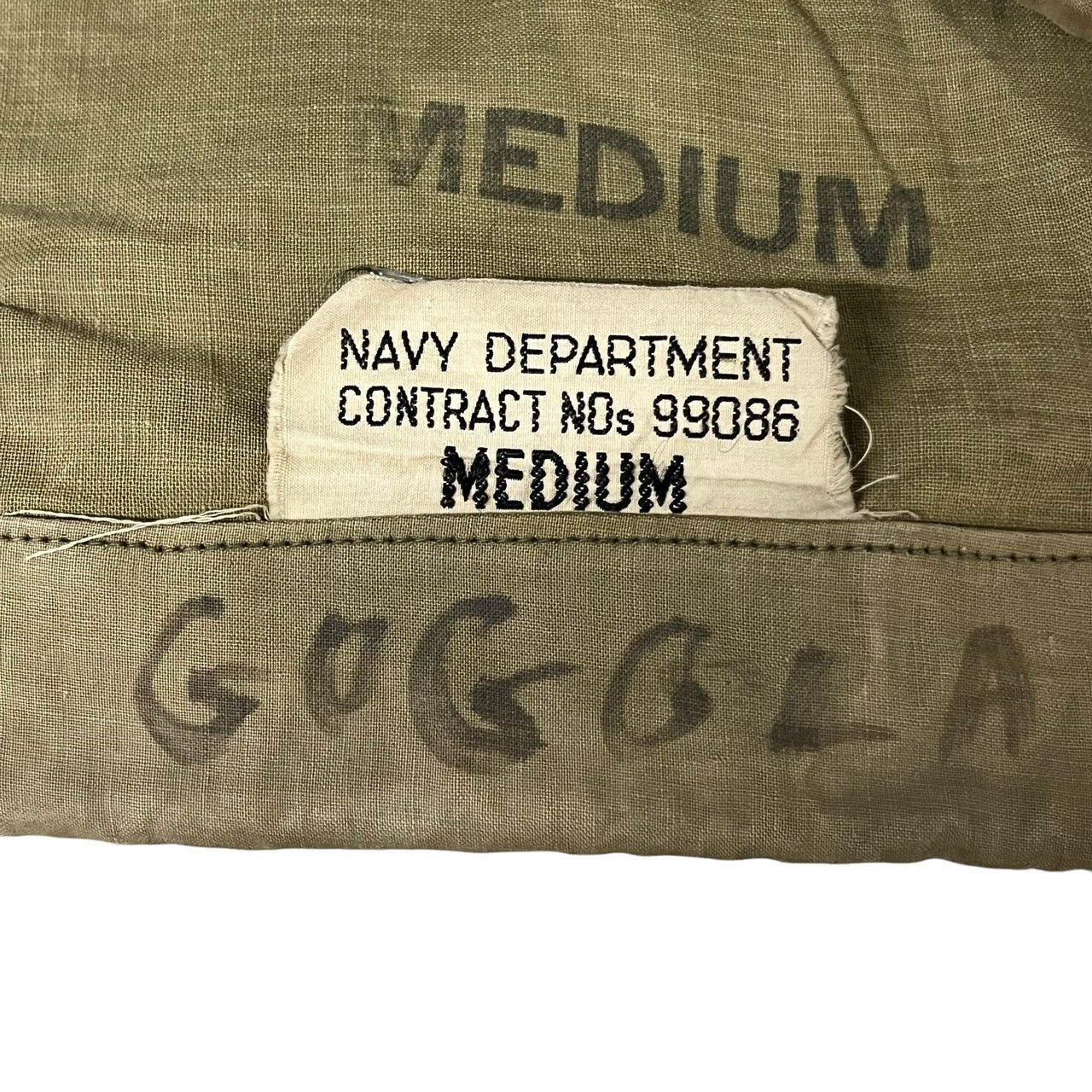 US NAVY(アメリカ海軍) 1940's~ N2 PULLOVER RAIN PARKA/ヴィンテージプルオーバーレインパーカー NOs 99086 MEDIUM カーキ 最初期型 TALONジップ NAVY DEPARTMENT 40年代~ 実物/軍物