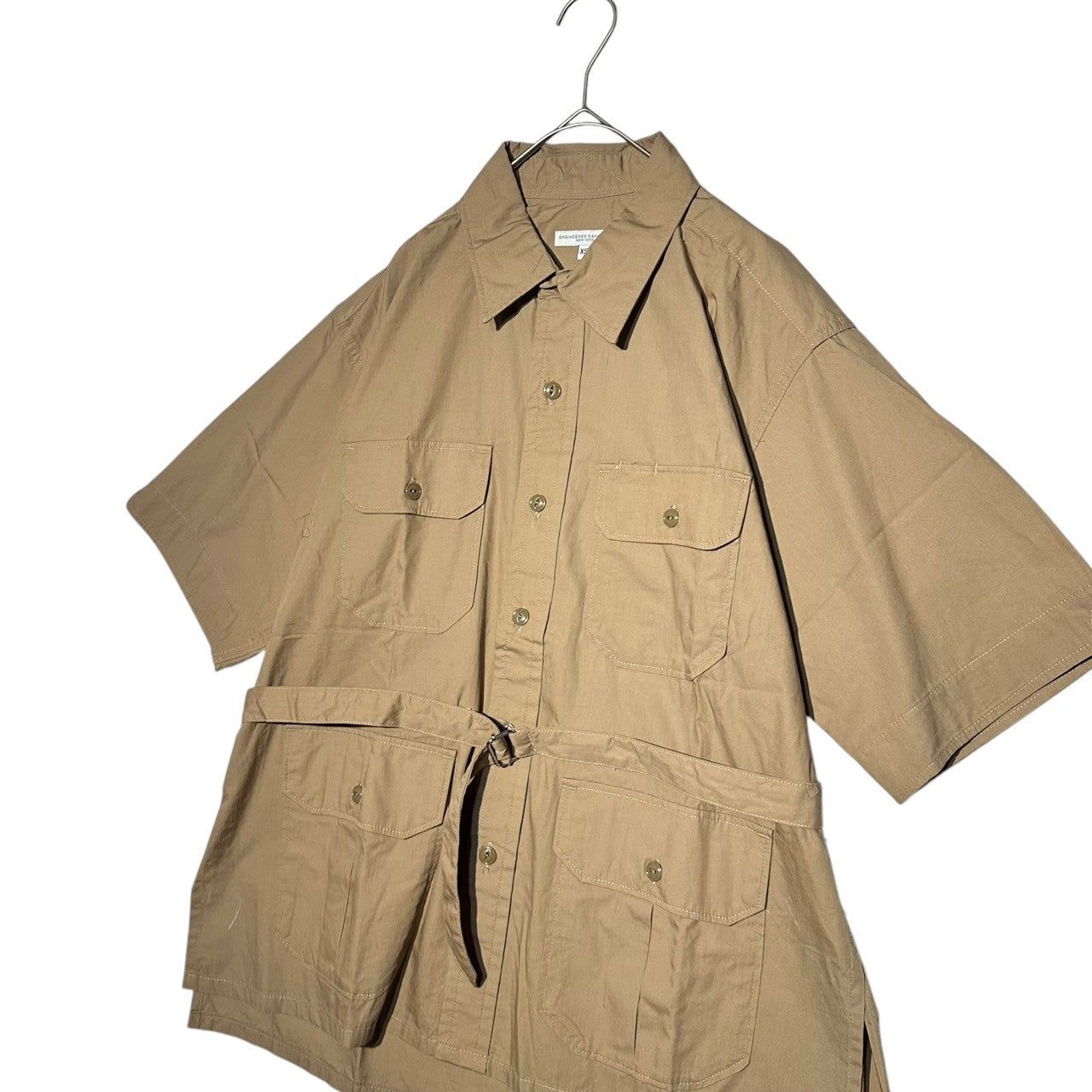 Engineered Garments(エンジニアードガーメンツ) 22SS S/S Bush Shirt – Pima Cotton Broadcloth 半袖 ブッシュ シャツ XS ベージュ 4ポケット サファリ