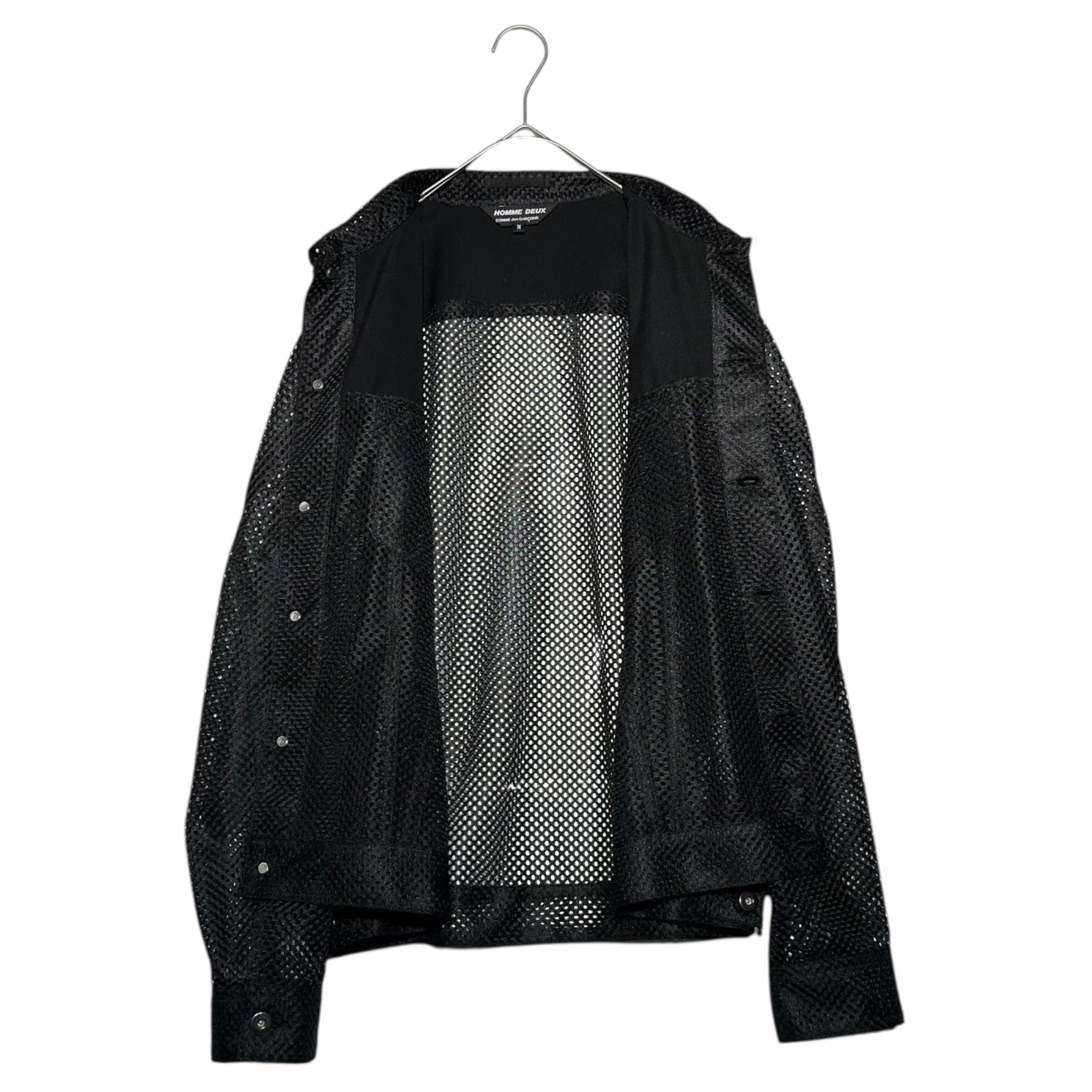COMME des GARCONS HOMME DEUX(コムデギャルソンオムドゥ) 25SS Wool gabardine mesh switching trucker jacket ウールギャバジン メッシュ 切替 トラッカー ジャケット DO-J049 M ブラック