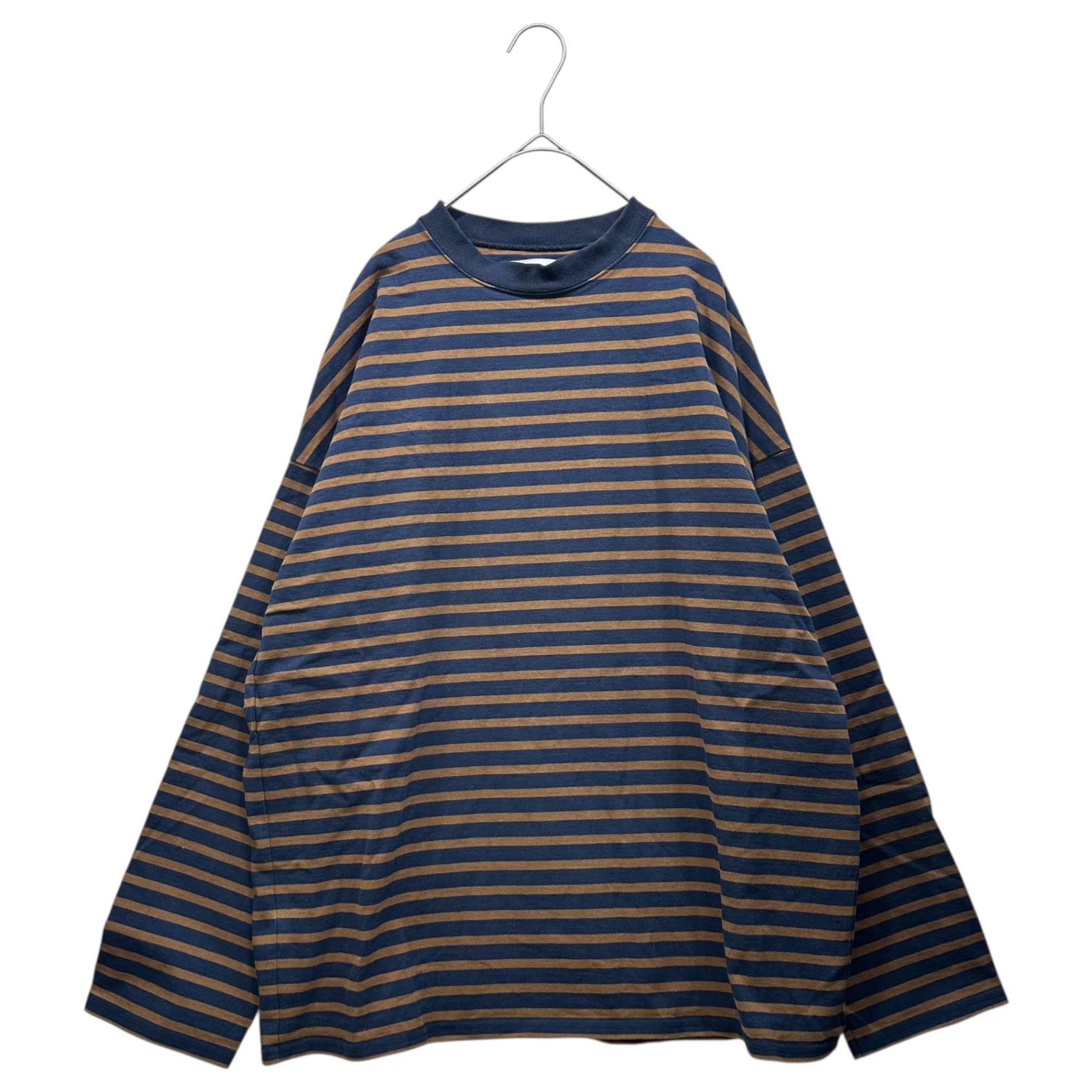 marka(マーカ) 22AW OVERSIZE TEE L/S ORGANIC COTTON オーバーサイズ 長袖 オーガニック コットン ボーダー Tシャツ M22D-04CS01C 1 ネイビー×ブラウン カットソー