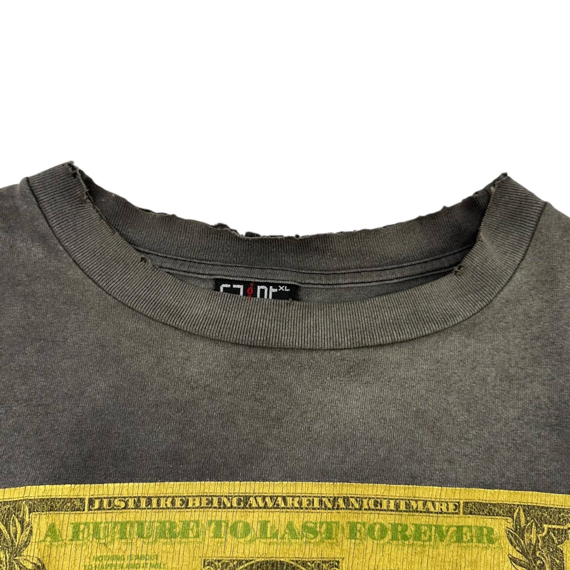 SAINT MICHAEL(セントマイケル) 22AW ×河村康輔 KMR LS TEE - $ BLACK ヴィンテージ 加工 ドル プリント 長袖 Tシャツ SM-A22-0000-083 XL ブラック ロンT カットソー