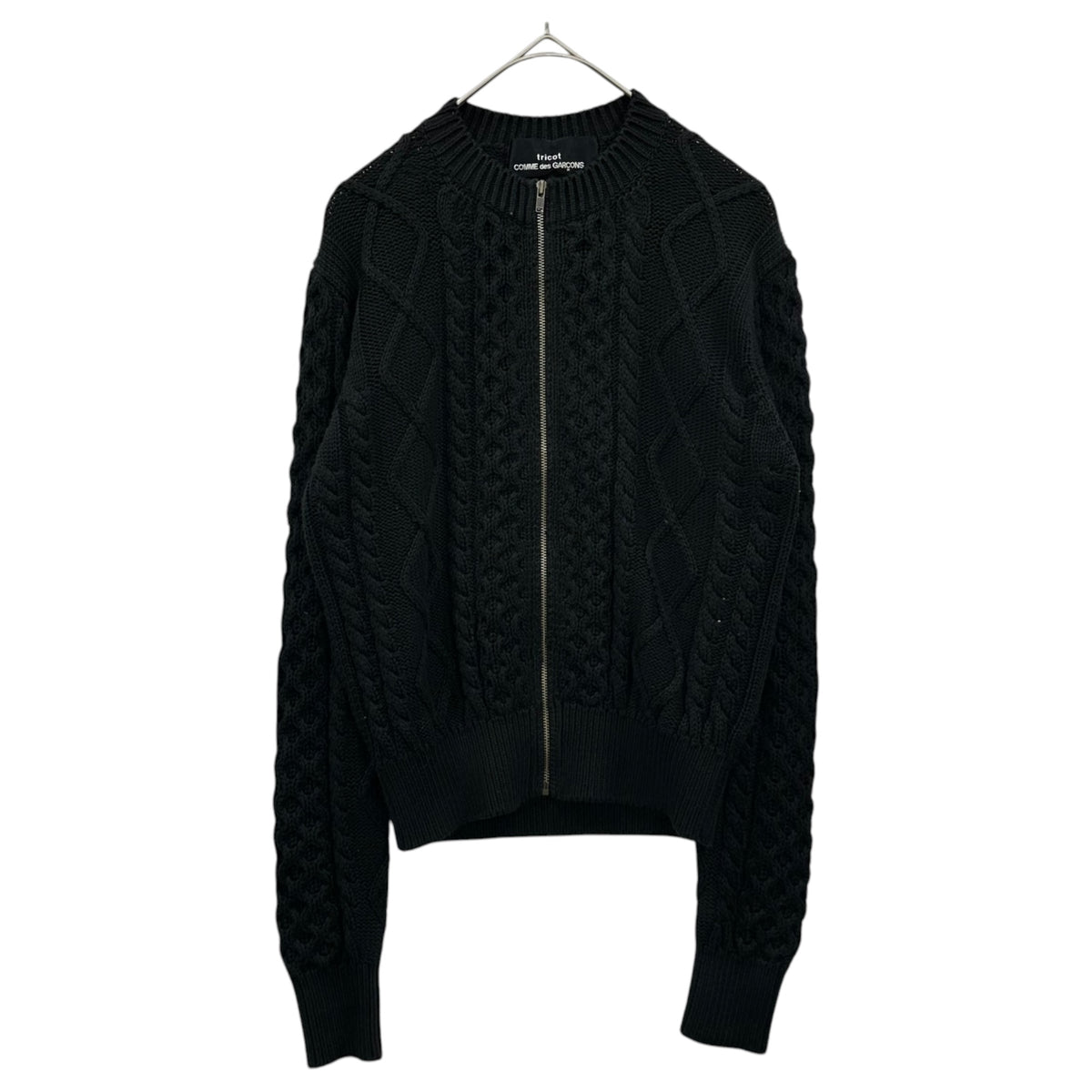 tricot COMME des GARCONS(トリココムデギャルソン) 1998AW Zip-Up Cotton Cable-Knit Cardigan ジップアップ コットン ケーブルニット カーディガン TN-100020 FREE ブラック AD1998