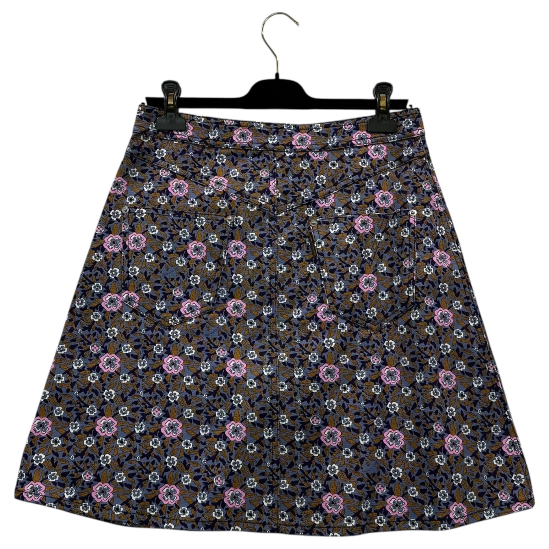 LOUIS VUITTON(ルイヴィトン) Floral Print Cotton Flare Mini Skirt 花柄 コットン フレア ミニ スカート RW152A F8SK25B74 40 パープル×ピンク