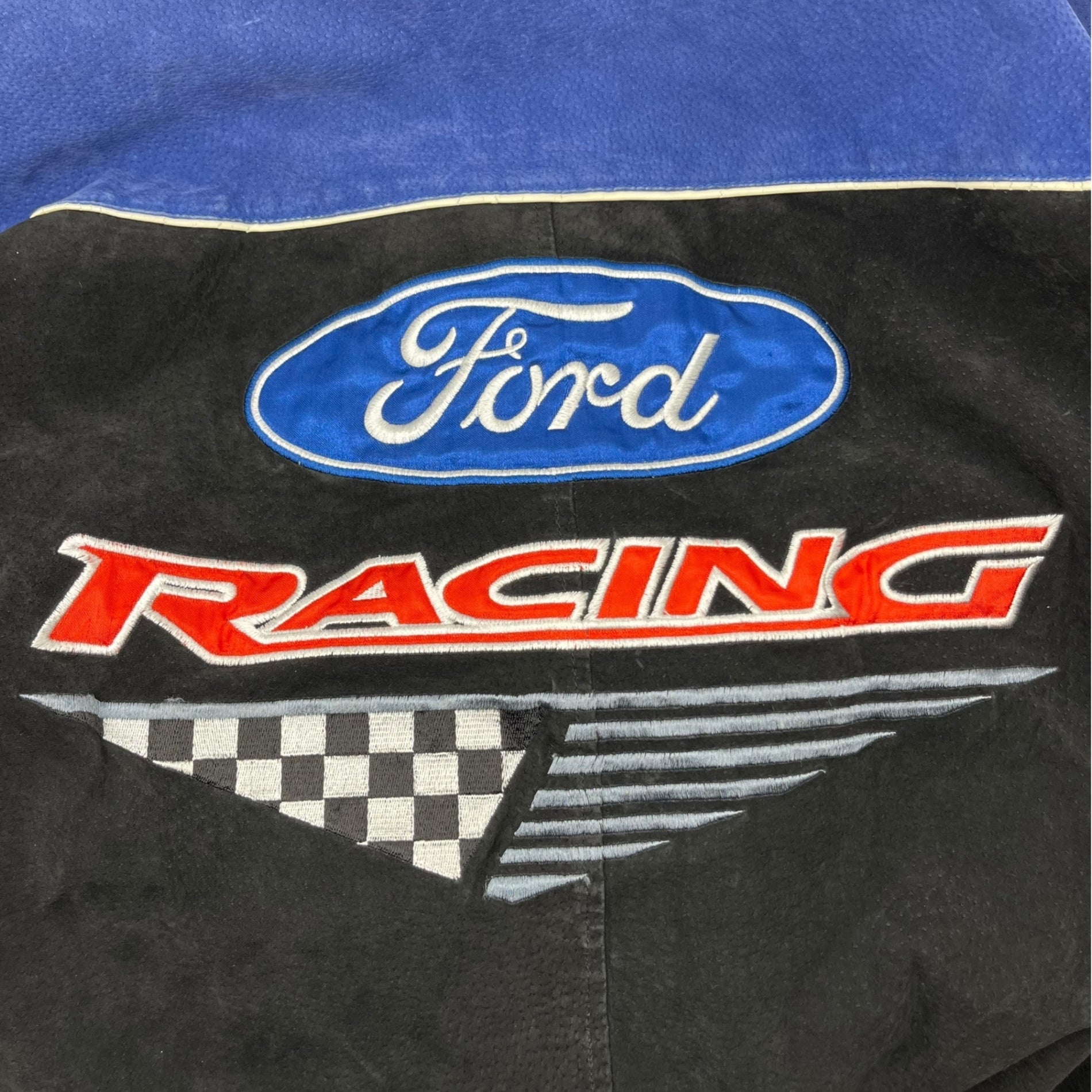 ESSEX(エセックス) 90's "Ford Racing" フォード レーシング スエード スウェード レーシングジャケット 90年代 L ブラック×ブルー