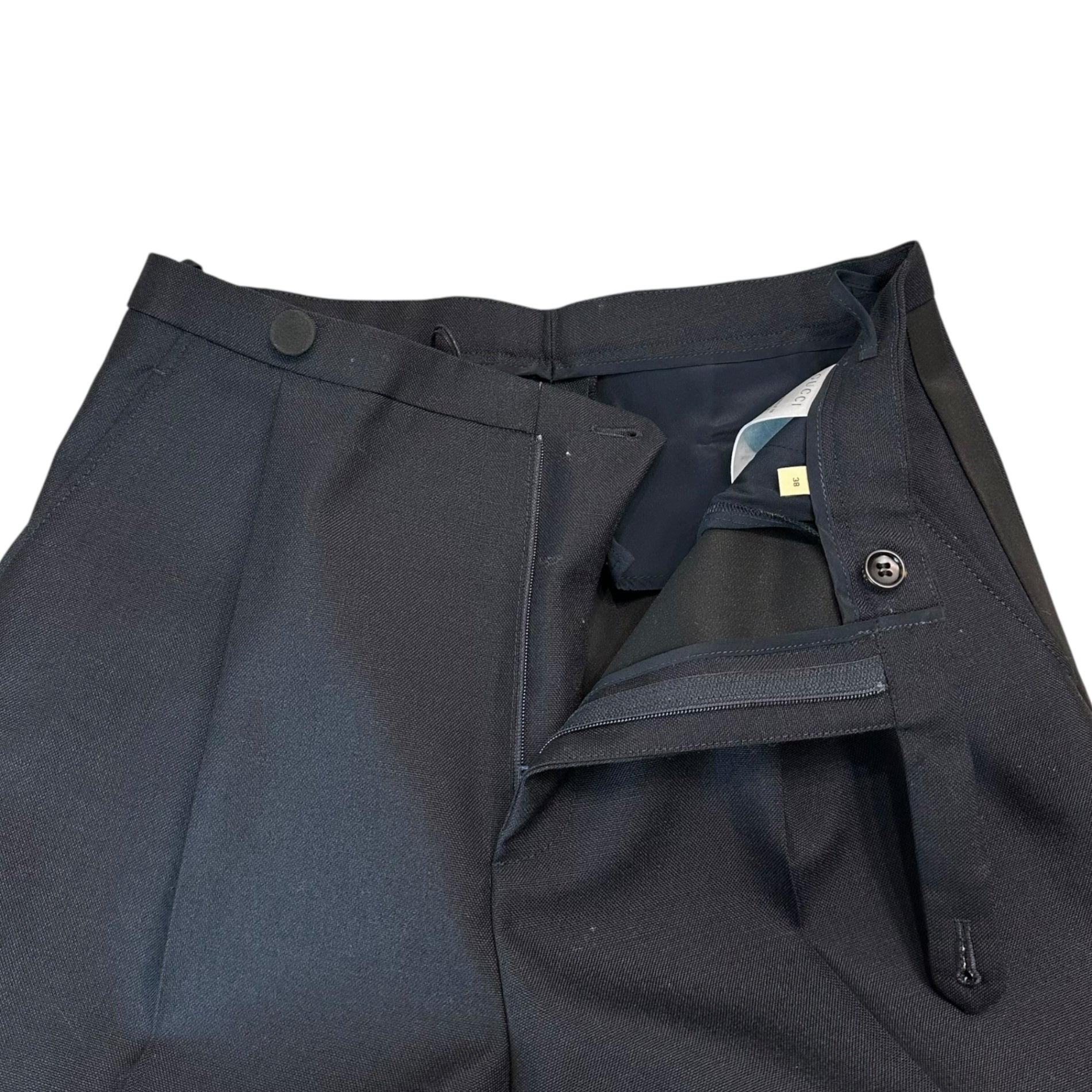 GUCCI(グッチ) Mohair Wool Side-Stripe Slacks モヘア ウール サイドライン スラックス 733843 38(M程度) チャコールグレー