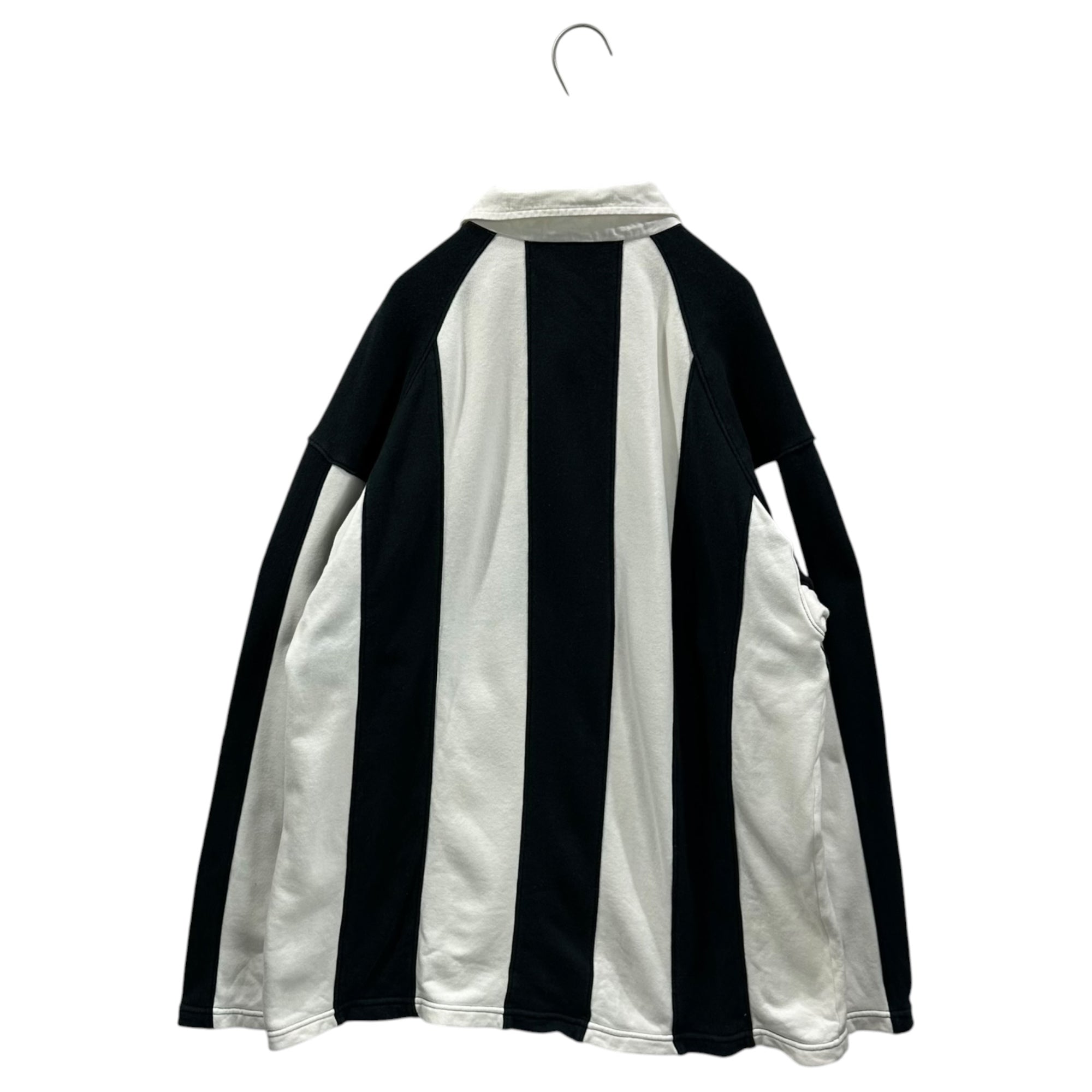 adidas(アディダス) 80's~90's Logo Stripe Rugby Shirt ロゴ ストライプ ラガー シャツ AA-6217 L-O ブラック×ホワイト 80年代~90年代 ヴィンテージ デサント製 長袖