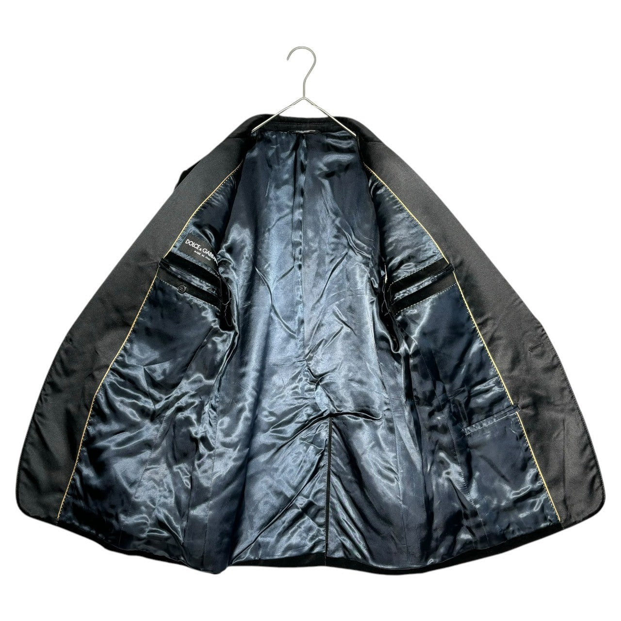 DOLCE&GABBANA(ドルチェ&ガッバーナドルガバ) velor tuxedo jacket ベロア タキシード ジャケット テーラード パーティー G2872T/FUVCF 48 ブラック