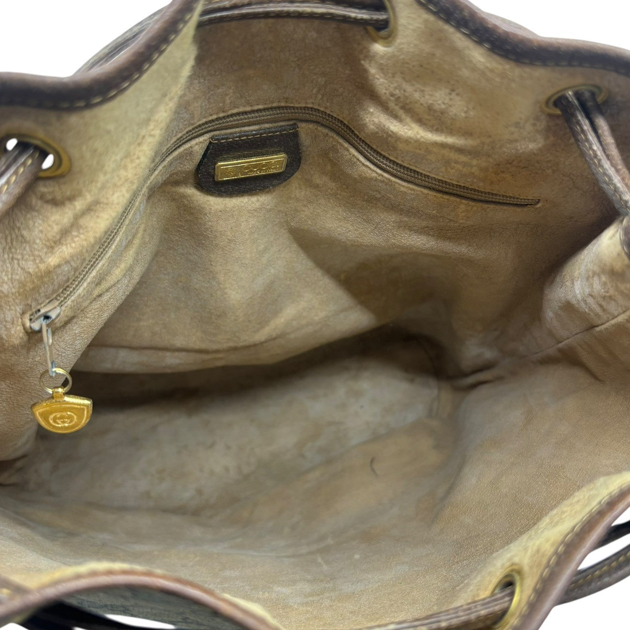 GUCCI(グッチ) Vintage Sherry Line Drawstring Shoulder Bag ヴィンテージ シェリーライン 巾着 ショルダー バッグ 001.084.0850 ベージュ