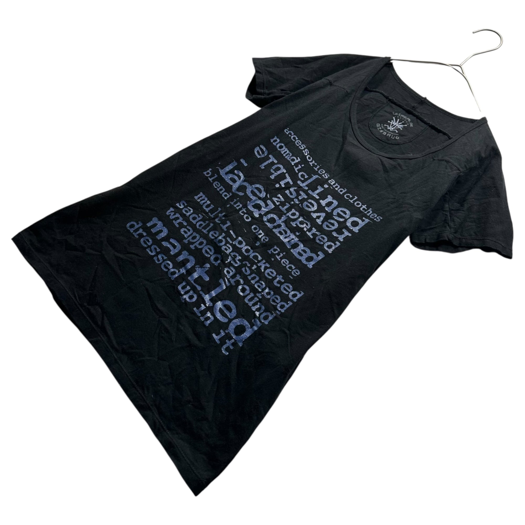 MARITHE FRANCOIS GIRBAUD(マリテフランソワジルボー) 00's Text Glitter Print T-Shirt テキスト ラメ プリント Tシャツ F5-6954 S ブラック Y2K