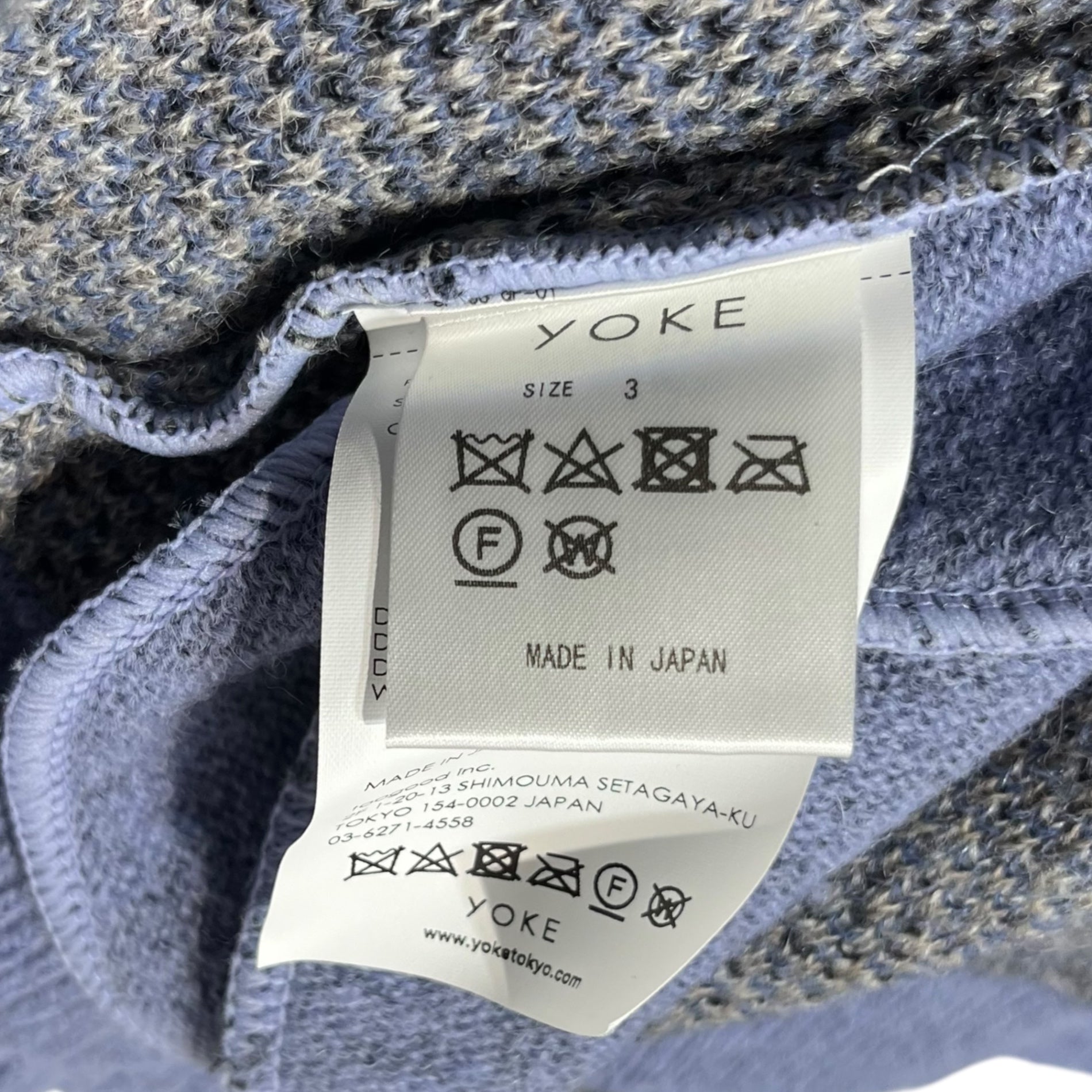 YOKE(ヨーク) 21AW ROTHKO JACQUARD CARDIGAN ジャガード カーディガン モヘア タイプ YK21AW0284S-AR 3 ブルー 参考定価46,200円(税込) ニット