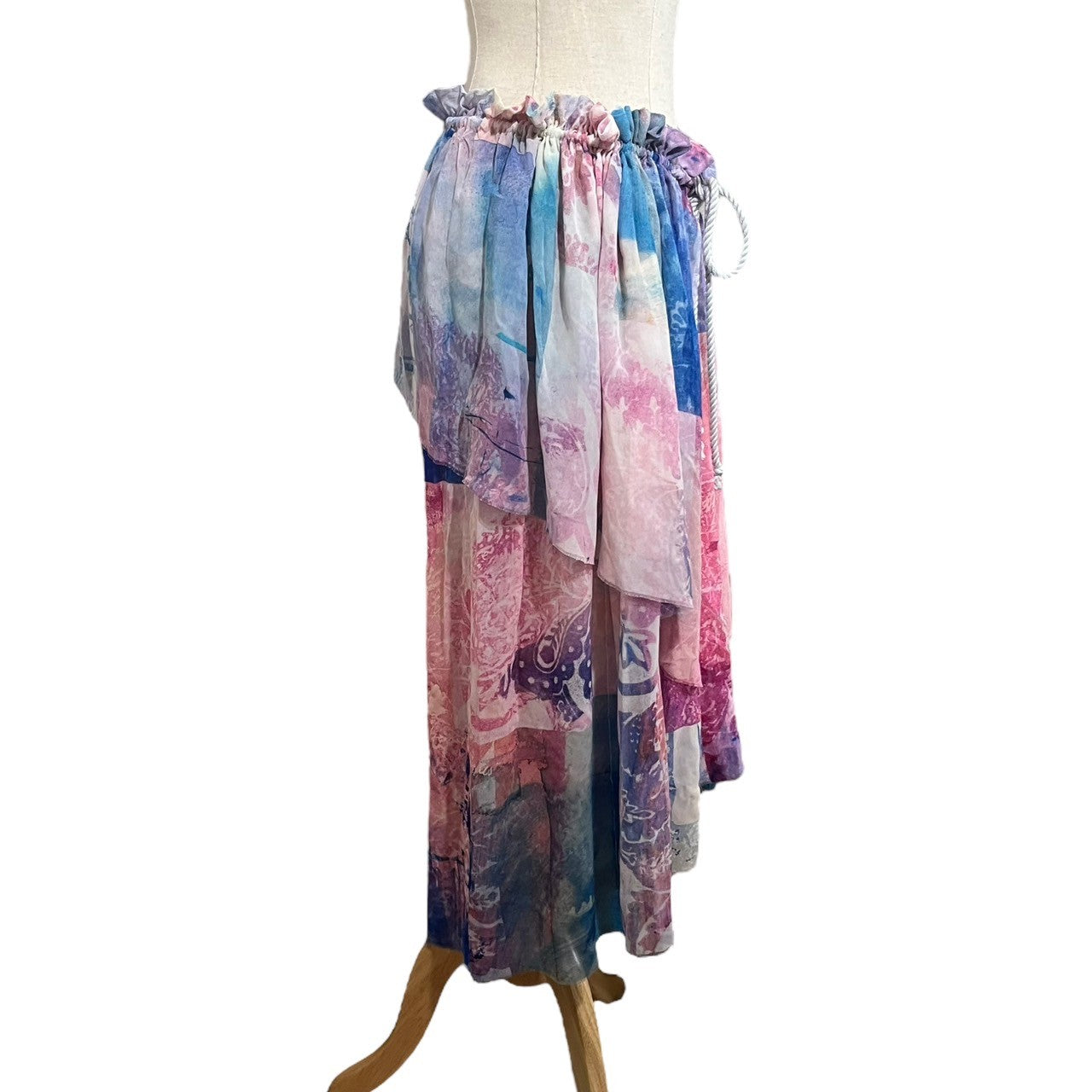 divka(ディウカ) All-silk layered drawcord skirt 総 シルク レイヤード ドローコード スカート DK03-01B-S04 2(M) マルチカラー