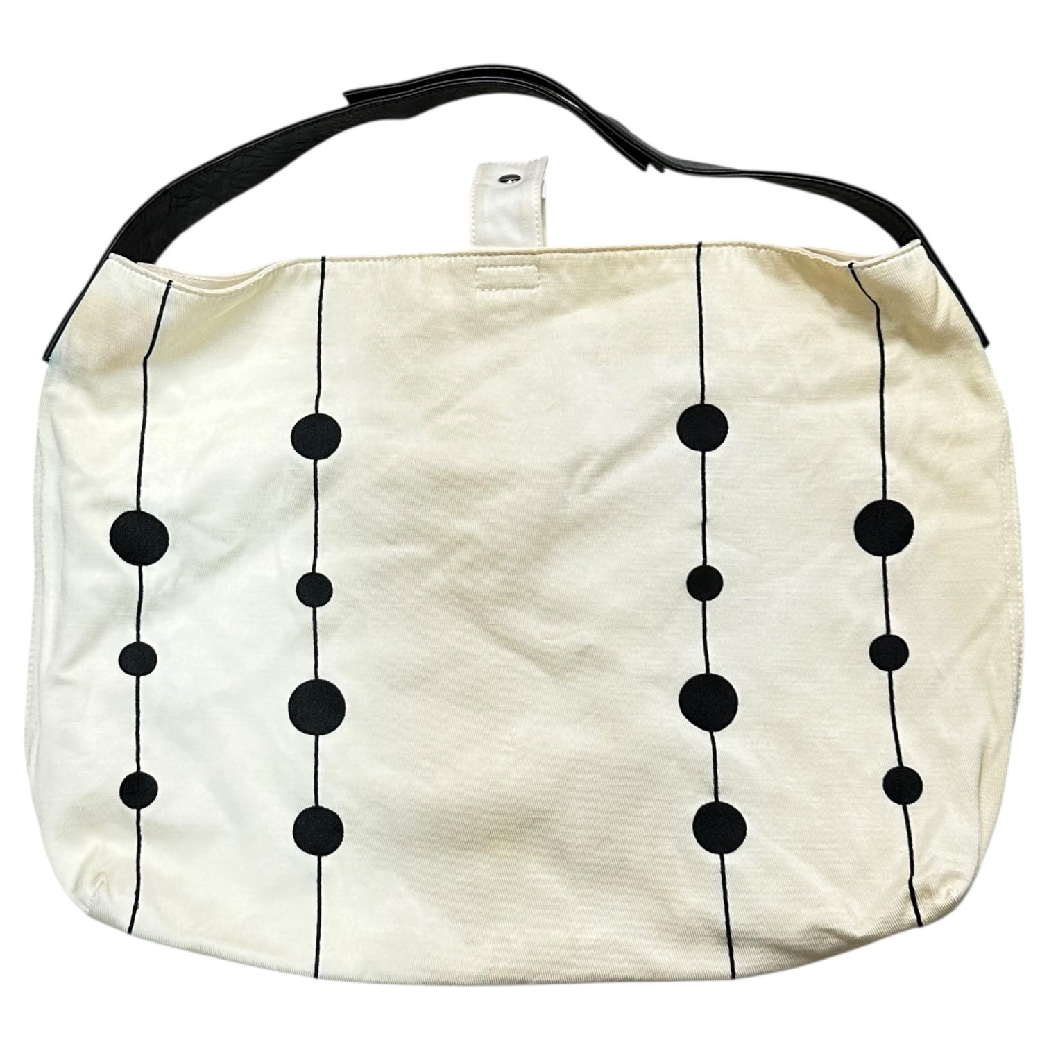 YOHJI YAMAMOTO+NOIR(ヨウジヤマモトプリュスノアール) Leather Handle Embroidered Shoulder Bag レザー ハンドル 刺繍 ショルダーバッグ ホワイト×ブラック