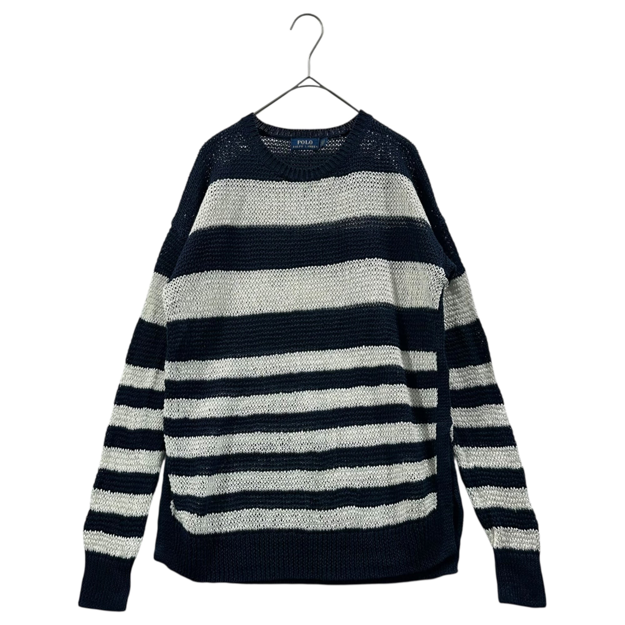 POLO RALPH LAUREN(ポロラルフローレン) Border mesh linen knit ボーダー メッシュ リネン ニット 0200011540 S ホワイト×ネイビー