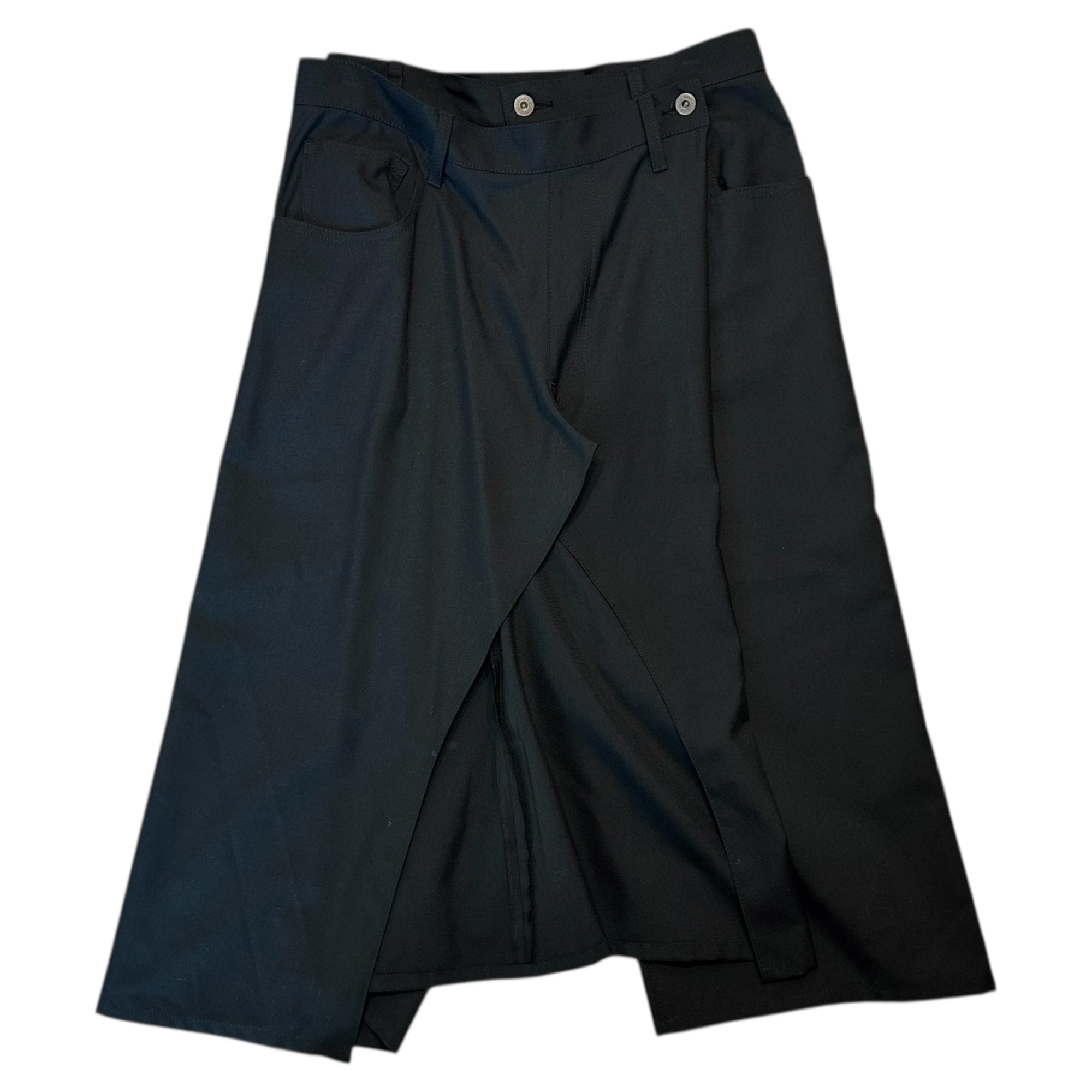 【SALE対象外】JUNYA WATANABE(ジュンヤワタナベ) 22AW Wrap Layered Wide Pants ラップ レイヤード ワイド パンツ JJ-S004 M ブラック AD2022 男性着用可能