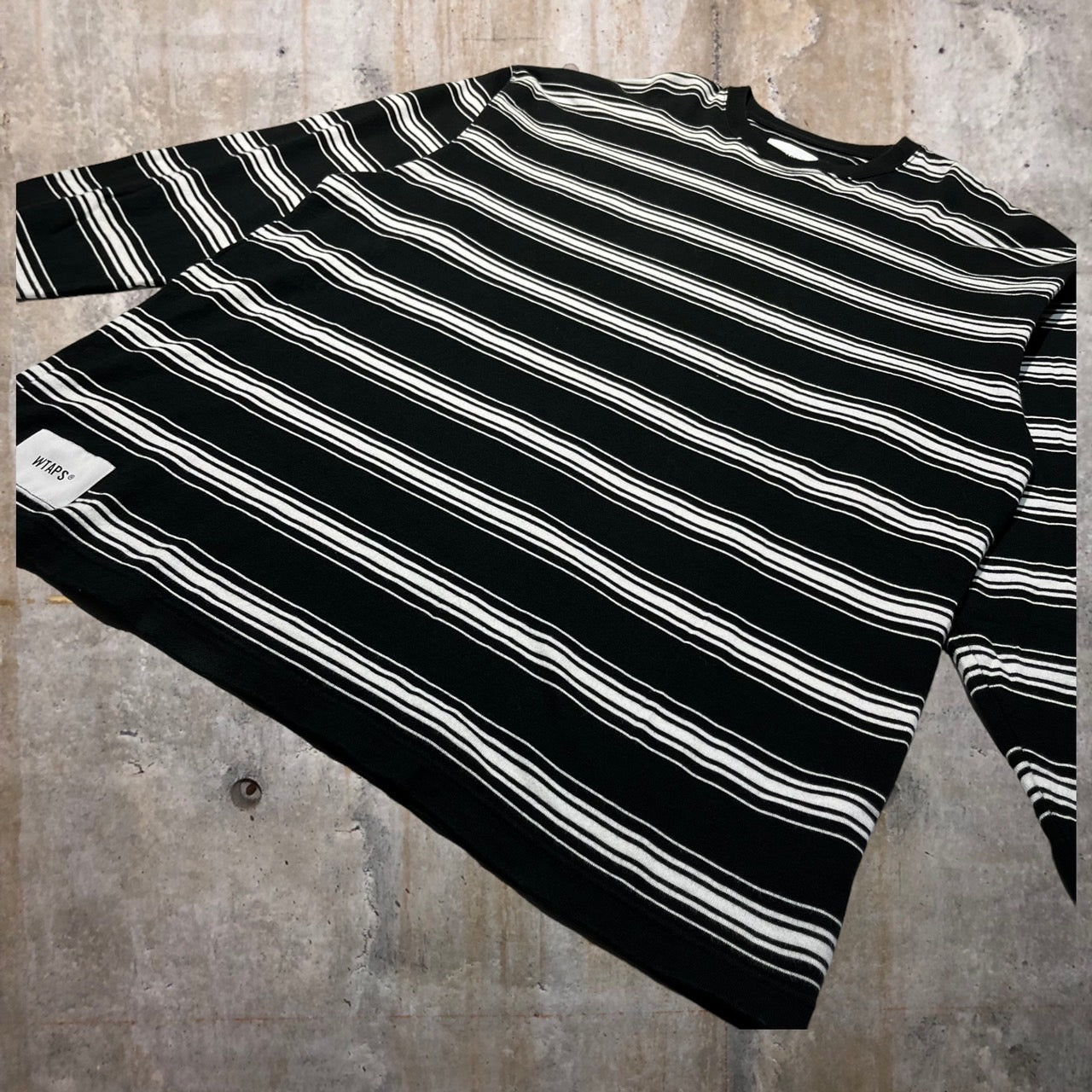 WTAPS(ダブルタップス) 22AW BDY 01 / LS / COTTON. TEXTILE/ボーダー長袖カットソー 222ATDT-CSM13 X03 ブラック