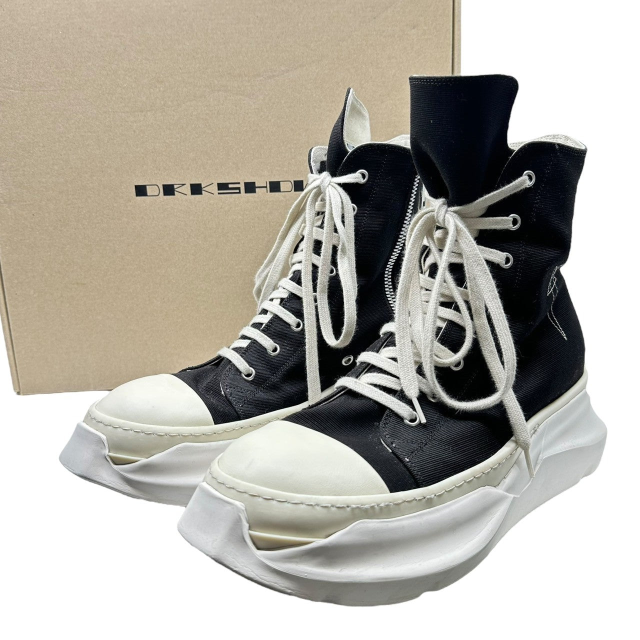 DRKSHDW(ダークシャドウ) ABSTRACT スター刺繍 アブストラクト ハイカット スニーカー DU01D1840 CBEM9 44(29cm程度) ブラック×ホワイト 箱付 Rick Owens リック オウエンス