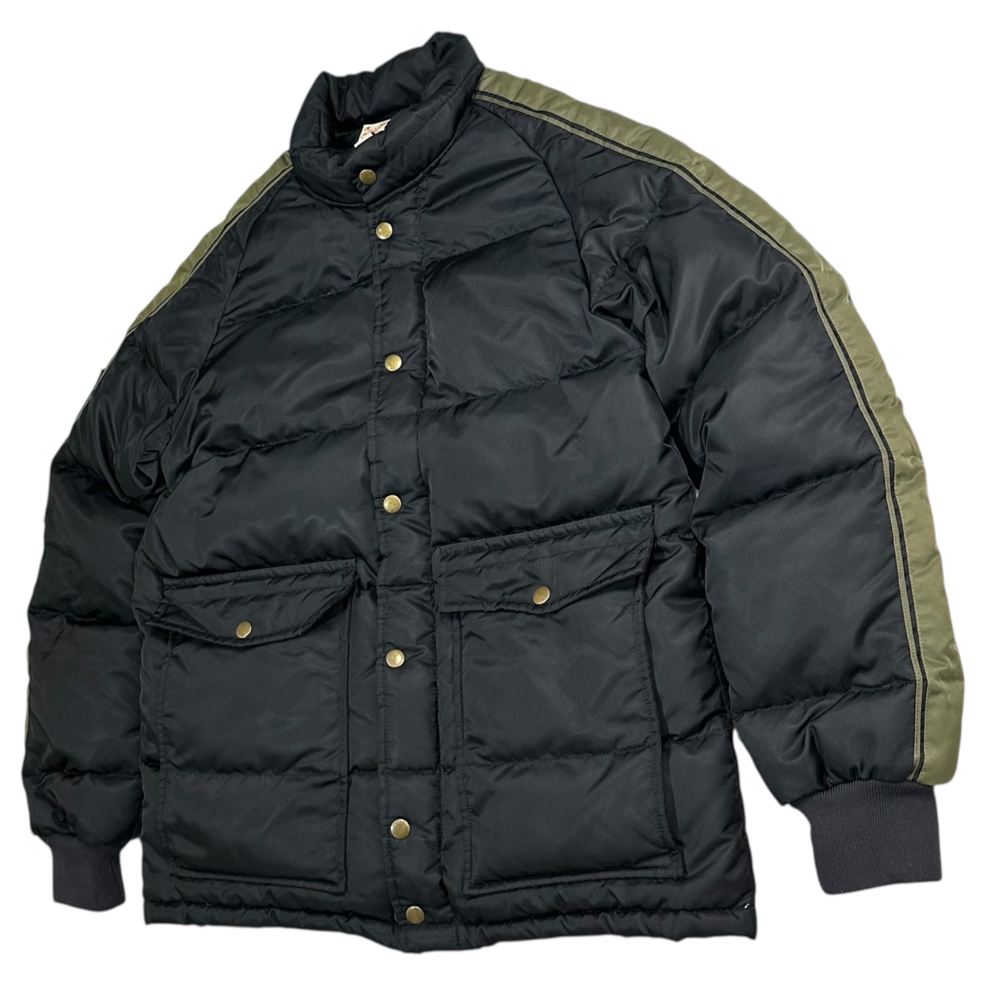 EVISU(エヴィス) Sleeve Line Racing Down Jacket 袖ライン レーシング ダウン ジャケット 42(L~XL程度) ブラック×カーキ