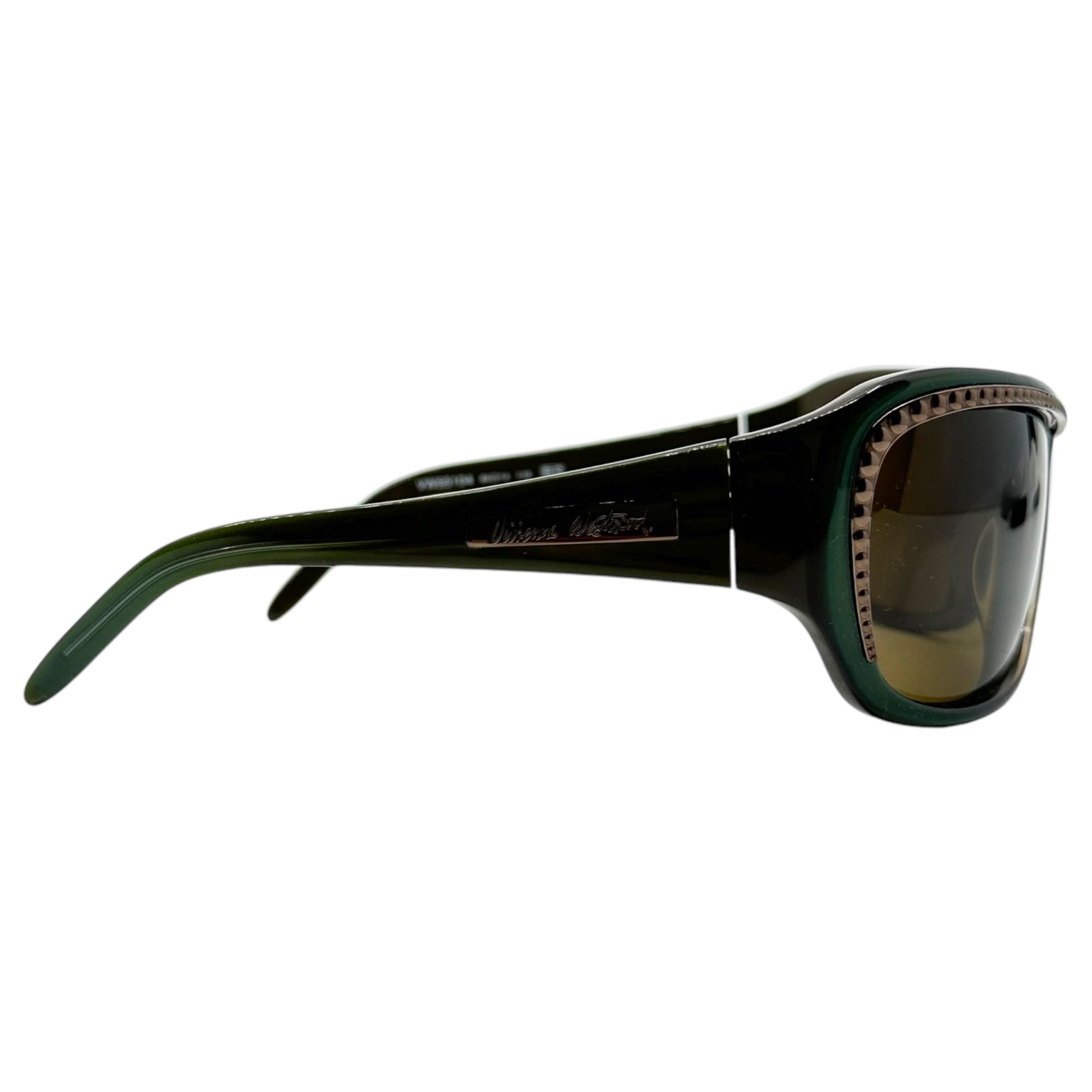 Vivienne Westwood(ヴィヴィアンウエストウッド) iridescent color metal parts smoke sunglasses 玉虫色 メタル パーツ サングラス VW55104 64□14-115 オリーブ ロゴ