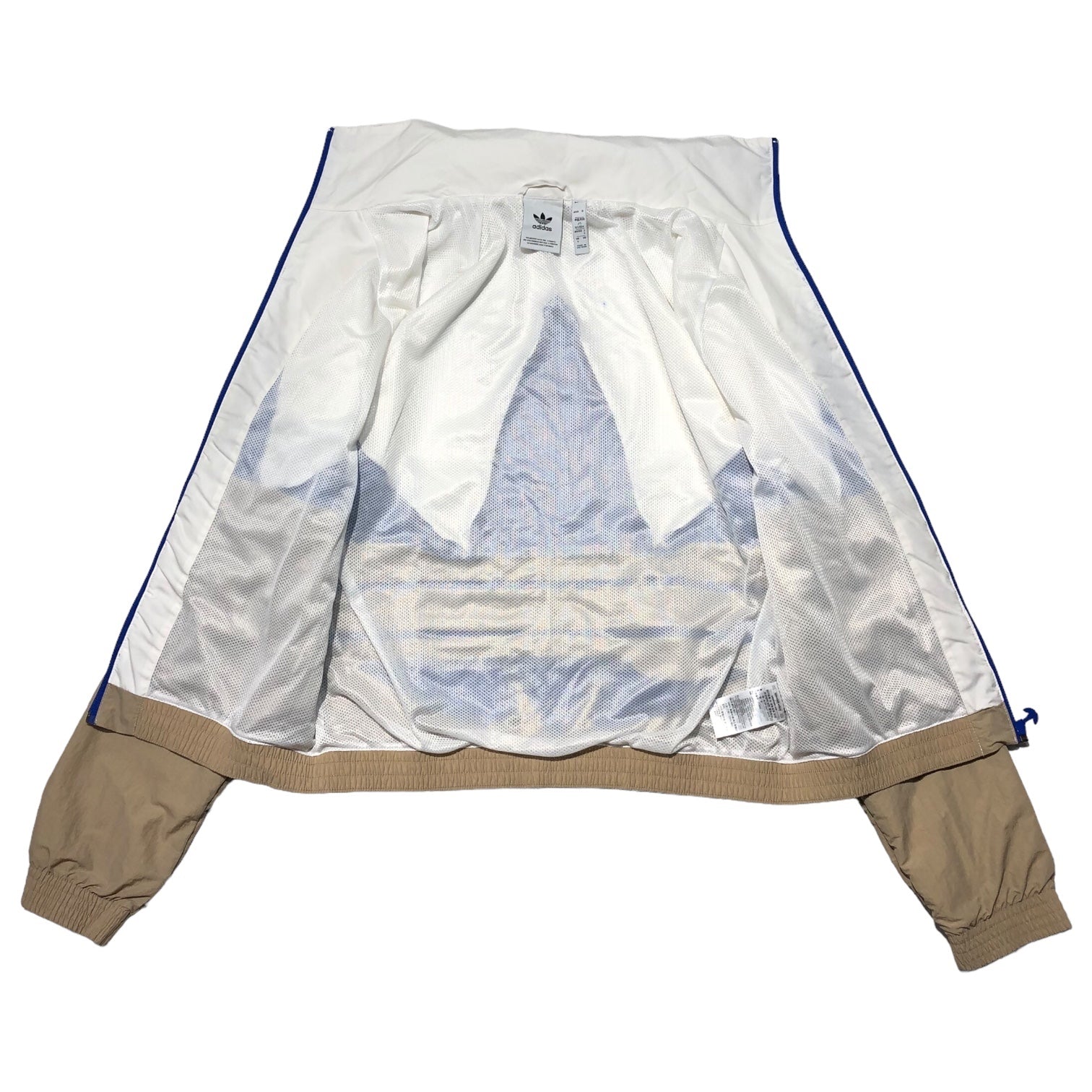 adidas originals(アディダスオリジナルス) ビッグ トレフォイル ウーブン トラックトップ GE0865 S ホワイト×ブルー×ベージュ