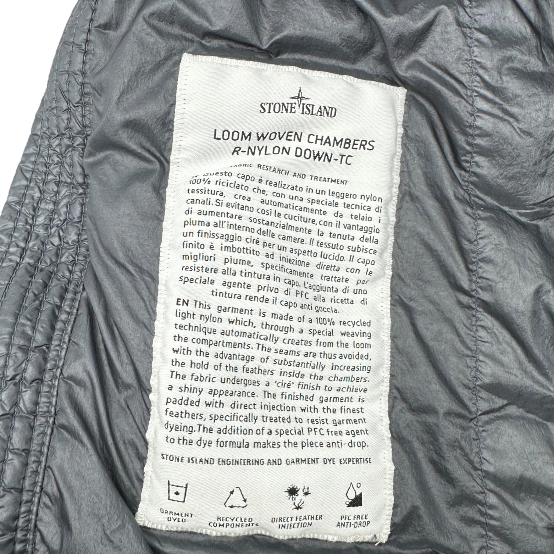 STONE ISLAND(ストーンアイランド) 23AW LOOM WOVEN CHAMBERS R-NYLON DOWN-TC PACKABLE パッカブル ダウン ジャケット 791542324 XL グレー ブルゾン