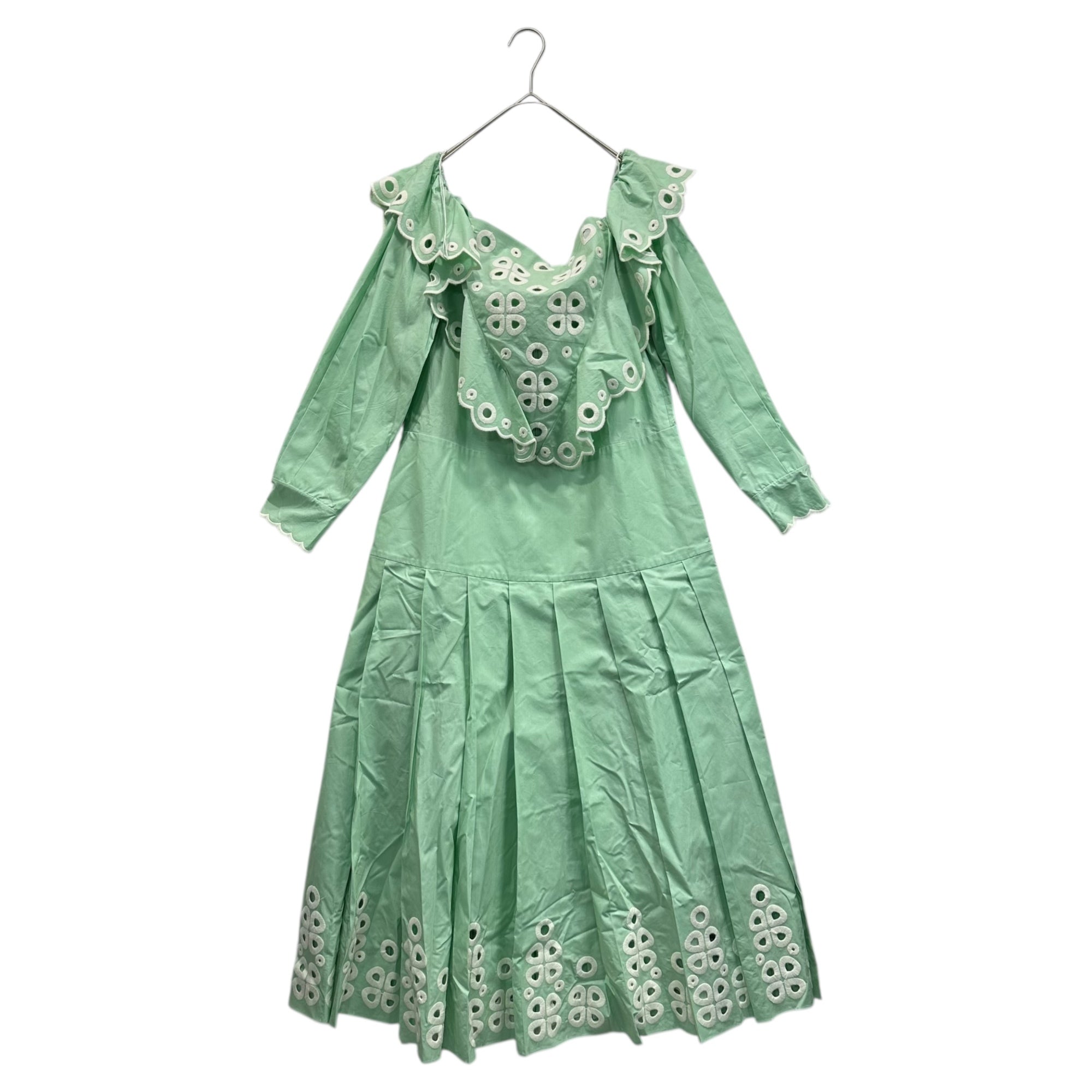 FENDI(フェンディ) Big Race Color Pleated Dress ビッグ レース カラー プリーツ ワンピース 46 ミント