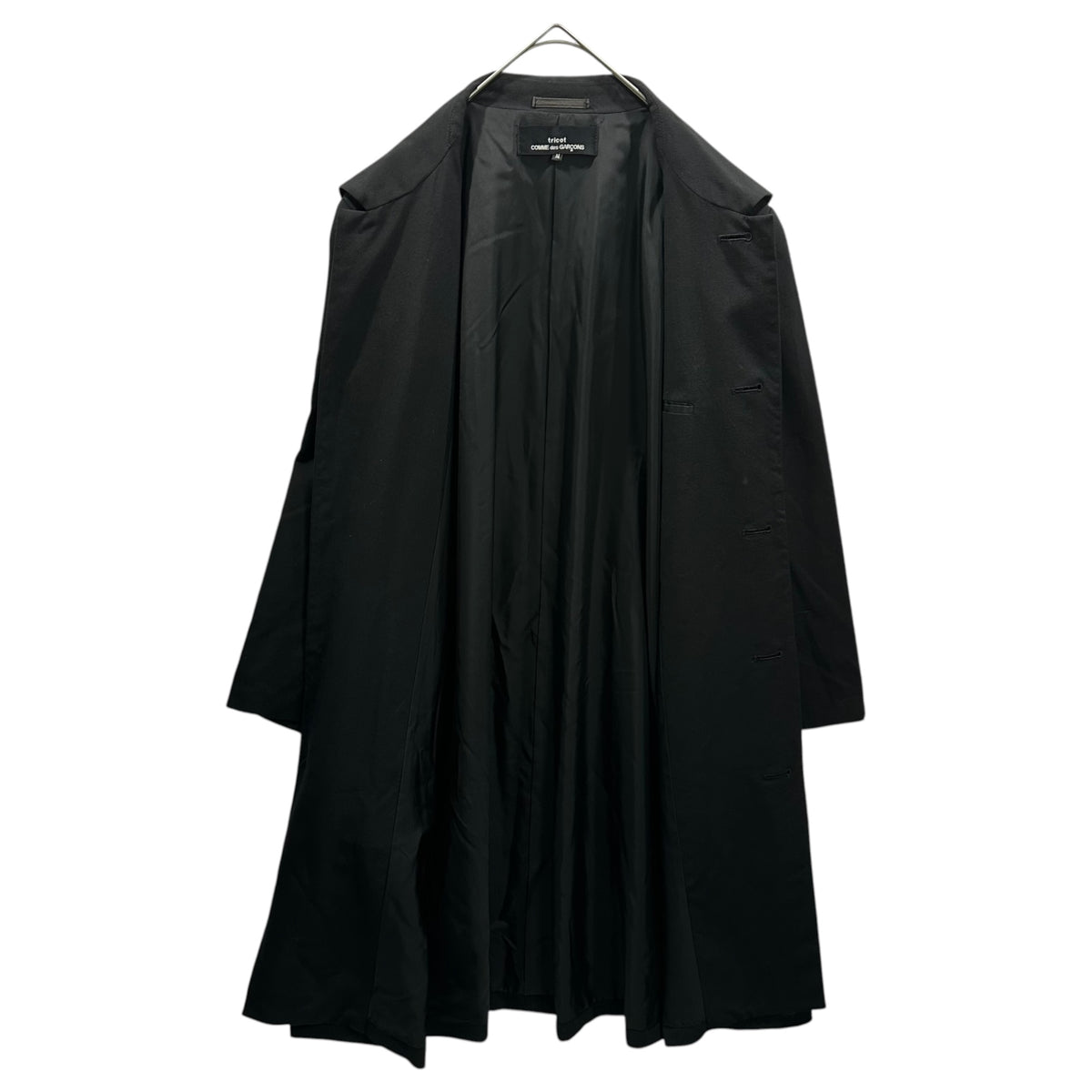 tricot COMME des GARCONS(トリココムデギャルソン) 1992SS Wool-Gabardine Soutien-Collar Coat ウール ギャバジン ステンカラー コート TC-05002M M ブラック AD1991 90s アーカイブ 男性着用可能