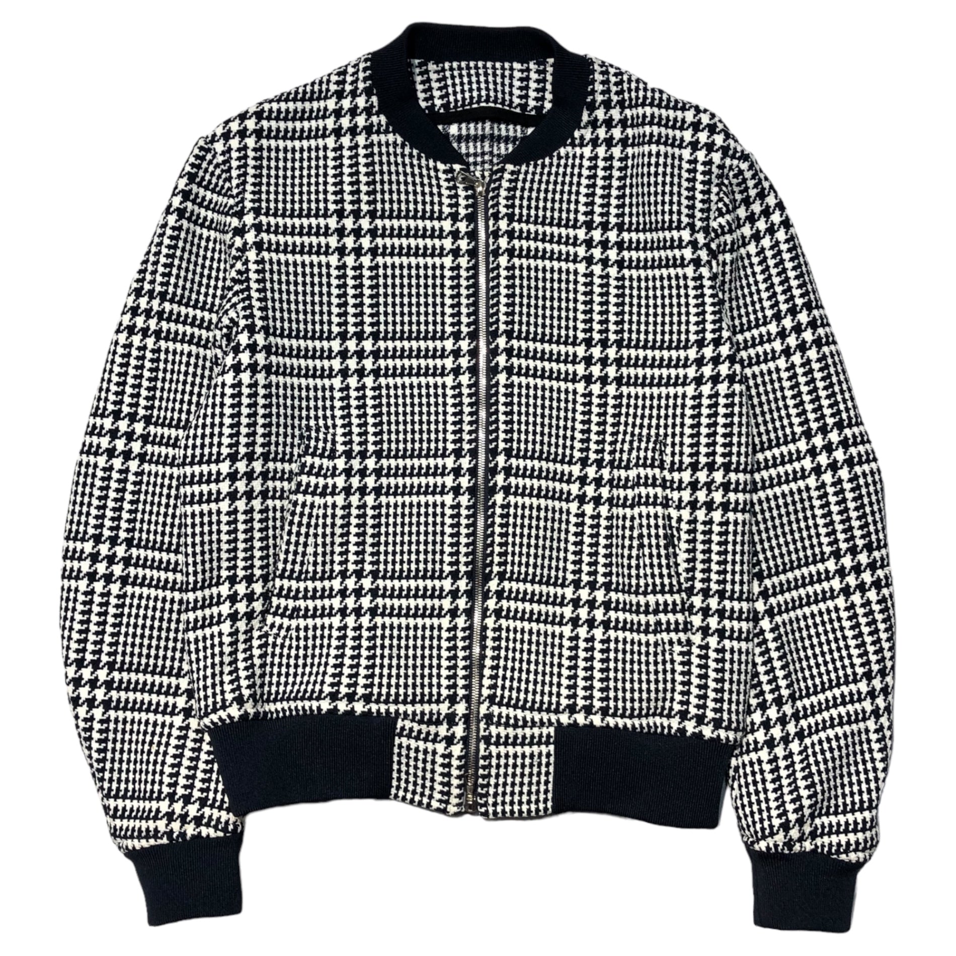 TOMORROWLAND(トゥモローランド) Houndstooth bomber jacket 千鳥柄 ボンバージャケット 63-08-61-08002 SIZE L ホワイト×ネイビー
