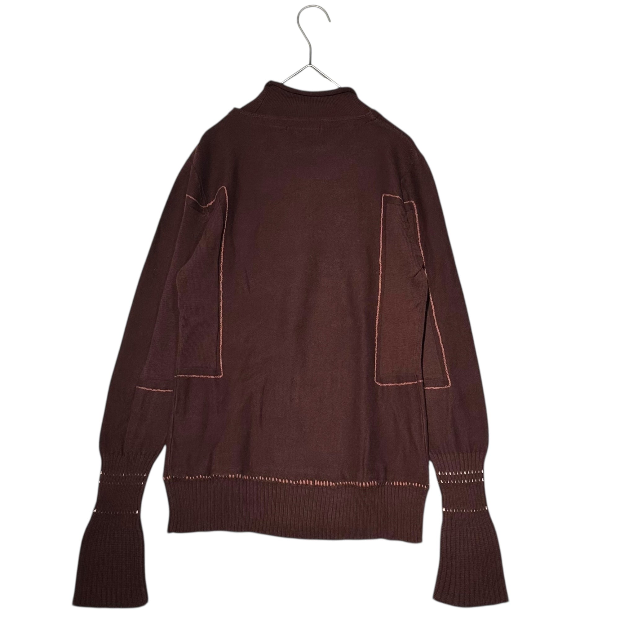 MARITHE FRANCOIS GIRBAUD(マリテフランソワジルボー) 00's Wild Stitch Bell Sleeve Cotton Knit ワイルド ステッチ ベルスリーブ コットン ニット F7-8810 M ブラウン Y2K