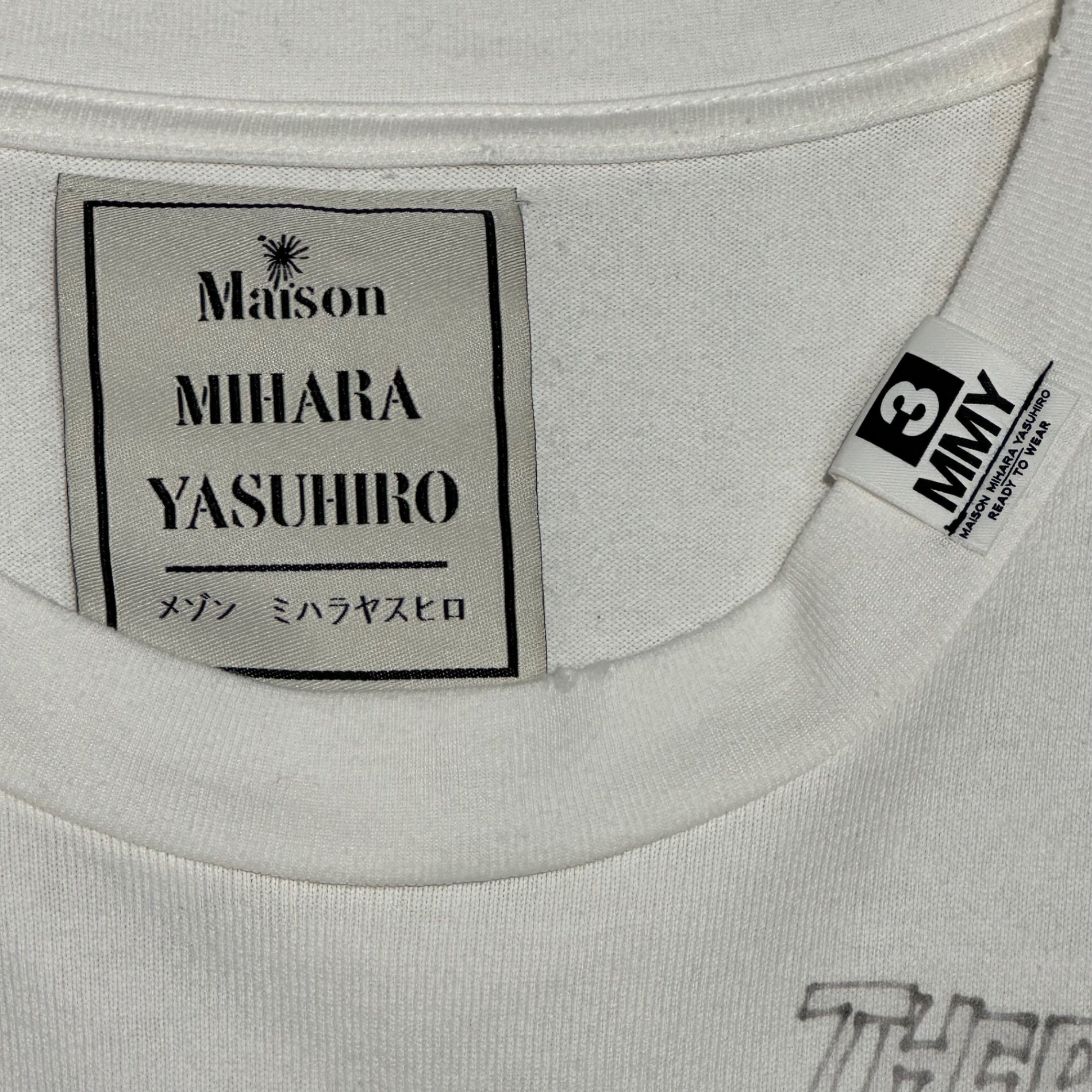 Maison MIHARA YASUHIRO(メゾンミハラヤスヒロ) 24SS Distressed Long-Sleeve T-shirt ダメージ加工 落書き 長袖 Tシャツ J12LT531 48 ホワイト カットソー
