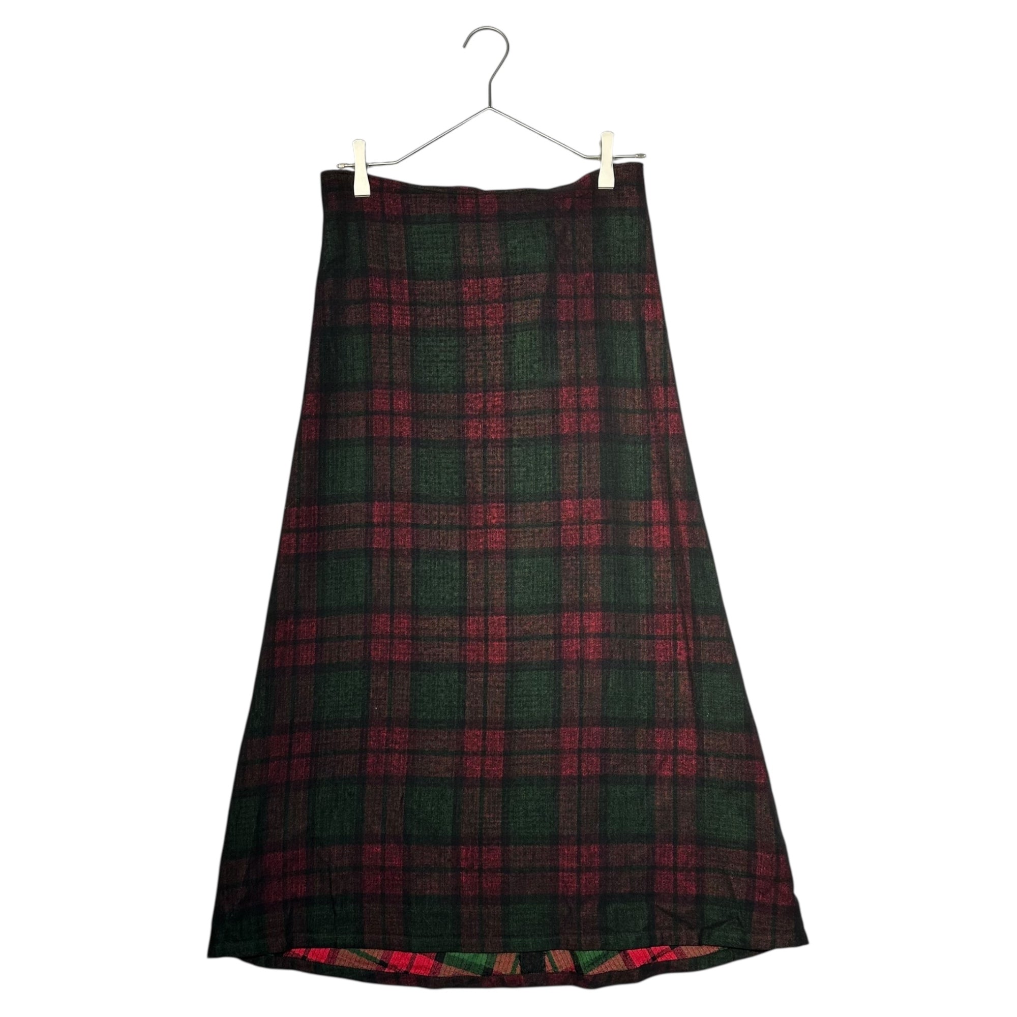 Y's(ワイズ) 00's Lace-up Back Openwork Check Long Skirt 00年代 バックレースアップ 透かし チェック ロング スカート YX-S07-103 S ブラック×レッド