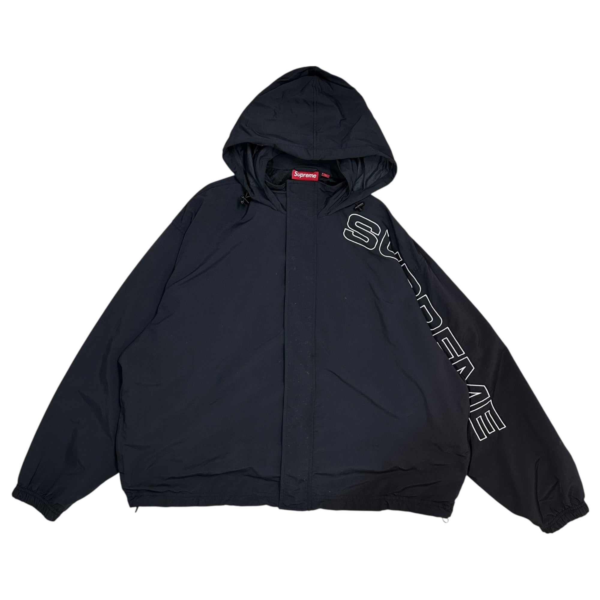 SUPREME(シュプリーム) 24AW Spellout Embroidered Track jacket ロゴ 刺繍 ナイロン トラック ジャケット M ブラック 24FW マウンテンパーカー