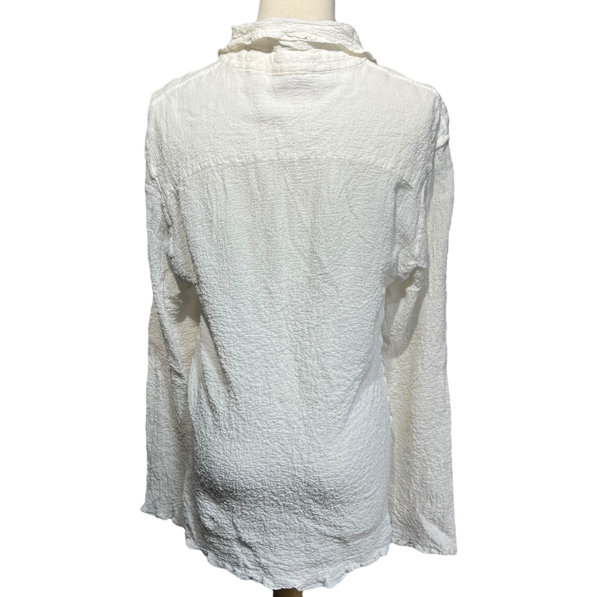 me ISSEY MIYAKE(ミーイッセイミヤケ) Wrinkled long sleeve shirt blouse シワ加工 長袖 シャツ ブラウス プリーツ MI92FK008 FREE ホワイト