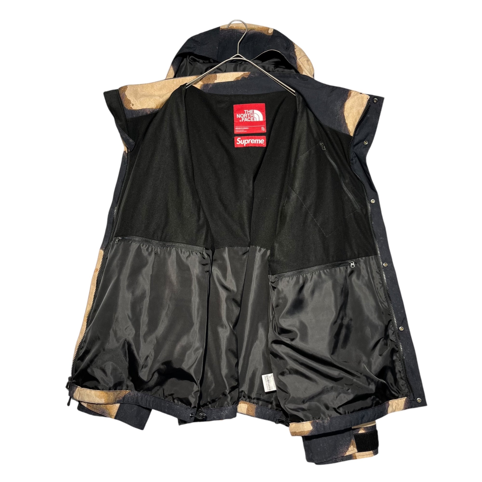 SUPREME×THE NORTH FACE(シュプリーム×ノースフェイス) 21AW Bleached Denim Print Mountain Jacket ブリーチド デニム マウンテン ジャケット NP52100I XL ブラック×ブラウン マウンテンパーカー