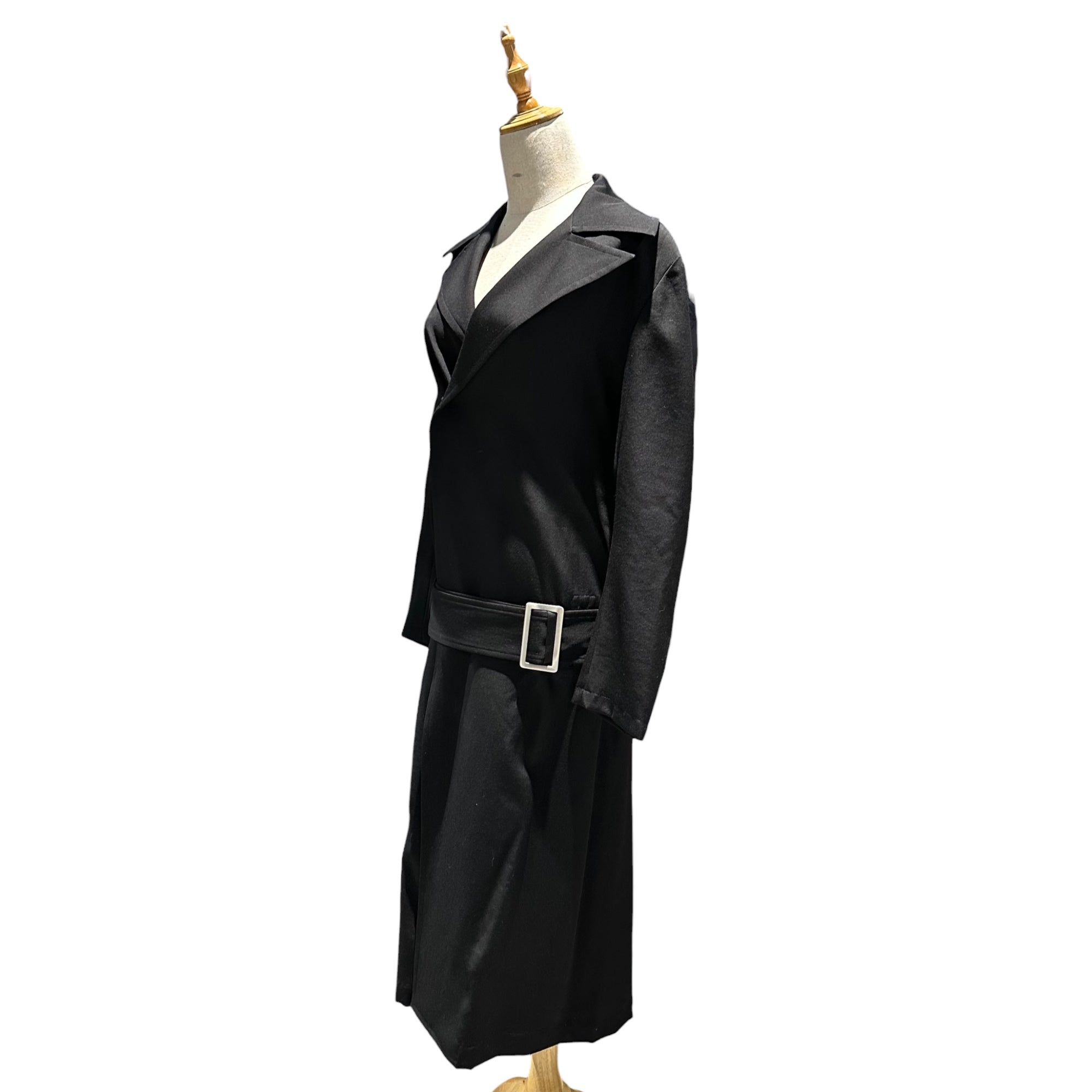YOHJI YAMAMOTO(ヨウジヤマモト) 19AW Wool Gabardine Big-Collared Belted Coat ウール ギャバジン ビッグカラー ベルト コート FD-C01-100 2(M程度) ブラック