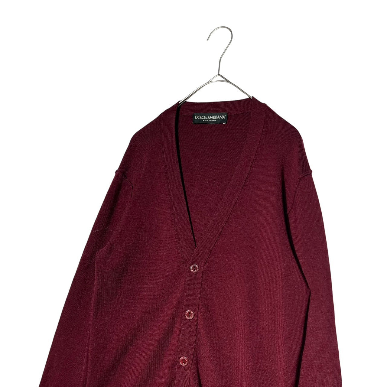 DOLCE&GABBANA(ドルチェ&ガッバーナドルガバ) High gauge wool knit cardigan ハイゲージ ウール ニット カーディガン GCC15K F15D2 46 ボルドー