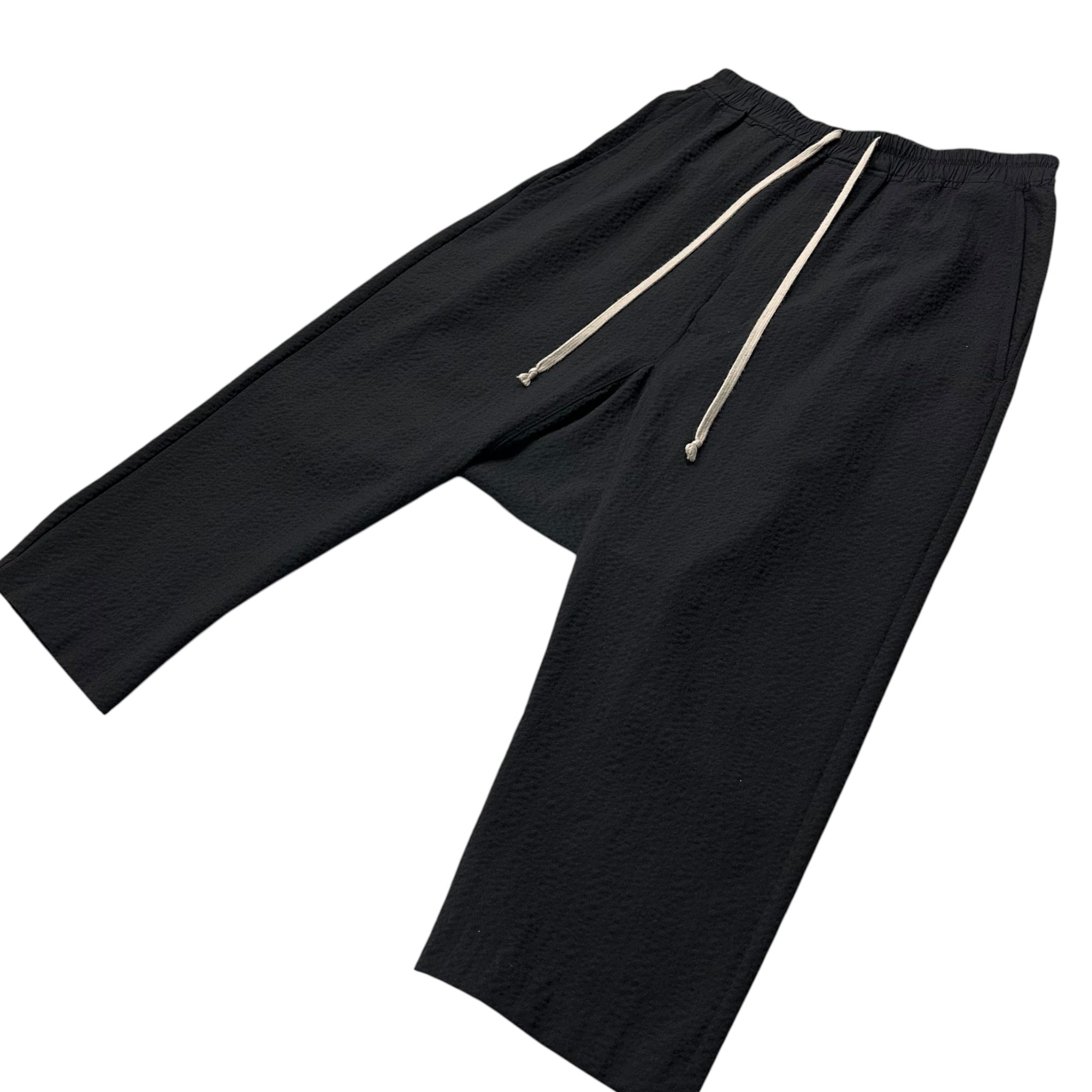 Rick Owens(リックオウエンス) 2016AW DRAWSTRING CROPPED PANTS ドローストリング クロップド サルエル パンツ RU16F6381-WO 46 ブラック Mastodon Seersucker