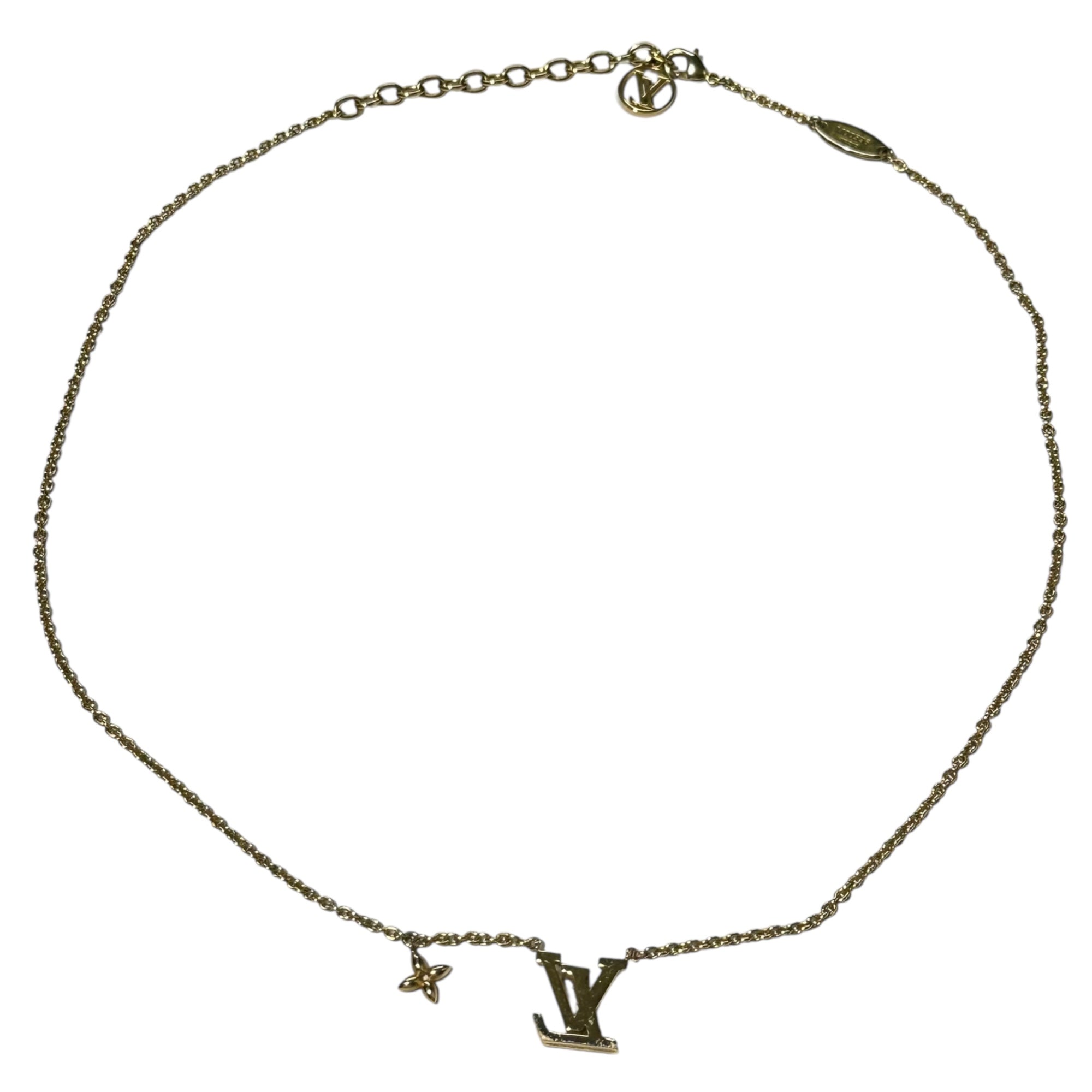 LOUIS VUITTON(ルイヴィトン) LV ICONIC NECKLACE アイコニック ネックレス M00596 ゴールド AK4212 ライトストーン ロゴ