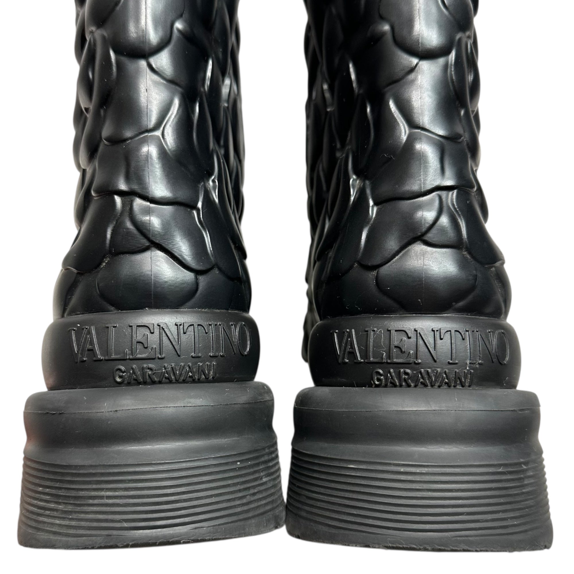 VALENTINO(ヴァレンティノ/ヴァレンチノ) Atelier 03 Sneaker 'Rose Edition - Black' アトリエ 03 ローズ ラバー ロング ブーツ WW0S0DC5 38(24cm程度) ブラック レイン 厚底